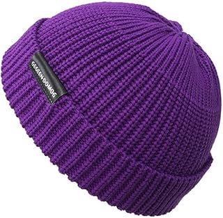 Clakllie Knit Cuff Beanie Hat Roll-Up Edge Skull Watch Cap Cool Style Fisherman Ski Hat Ribbed Skullies Hat for All Seasons