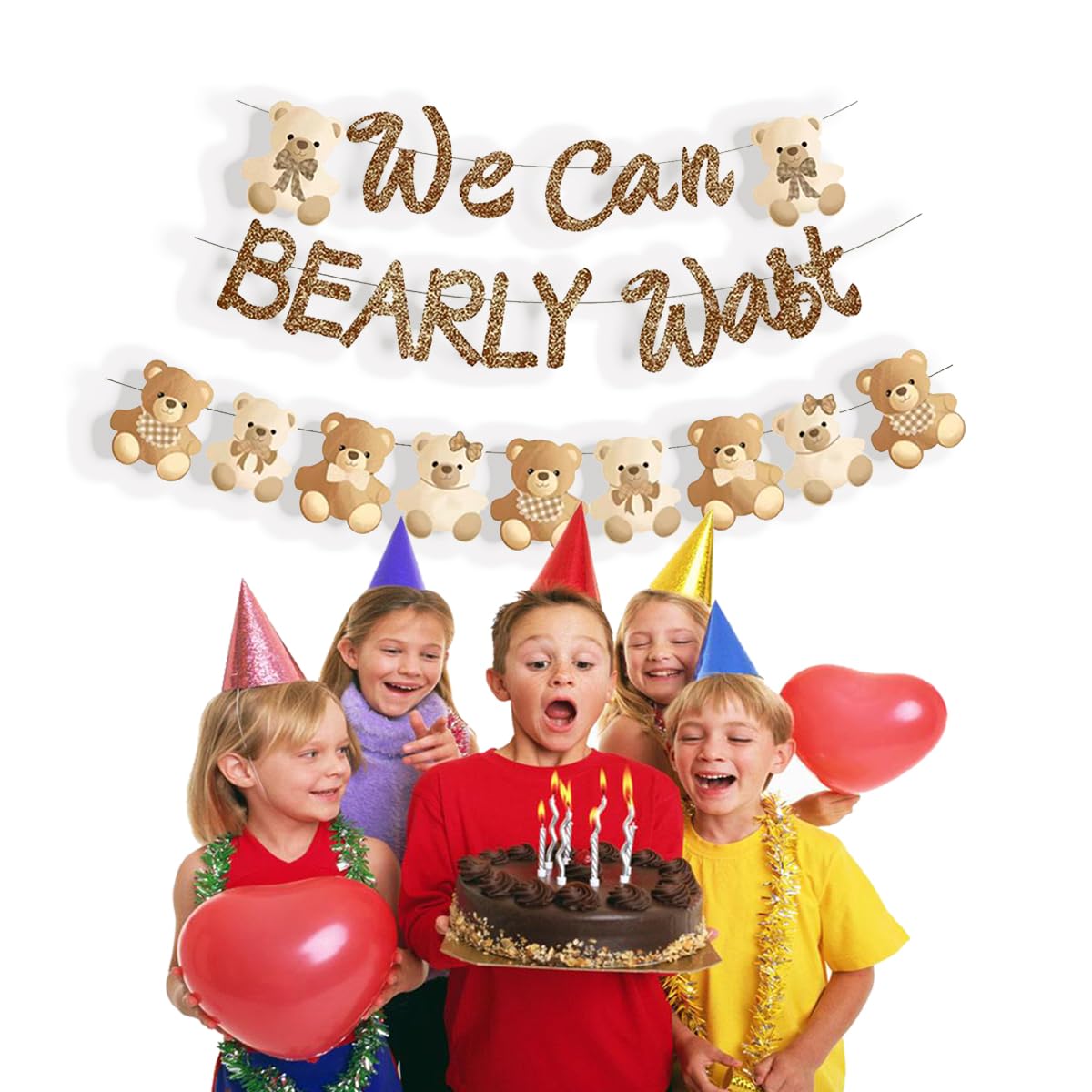Bearly Wait Banner Bear Baby Shower Party Supplies Bearly Wait Growth Baby Shower Decorations Brown Glitter Scallion Powder Sparkling Flag for Boy Girl Gender Reveal Party - Image 4