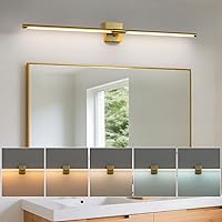 Vista 12 de Lámparas de tocador doradas para baño sobre espejo de 30 pulgadas, apliques de baño LED IP44 5CCT ajustables Morden para pinturas
