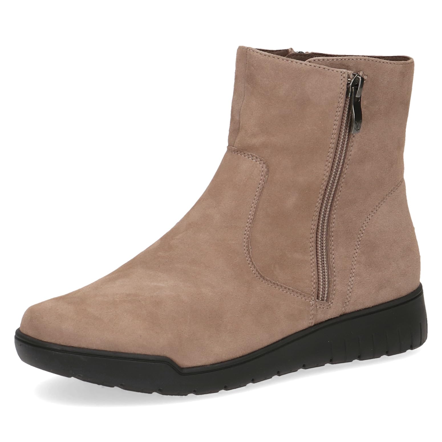 Caprice Women's ankle boots without heel with zipper elegant, Brown (Taupe Suede), 3.5 UK