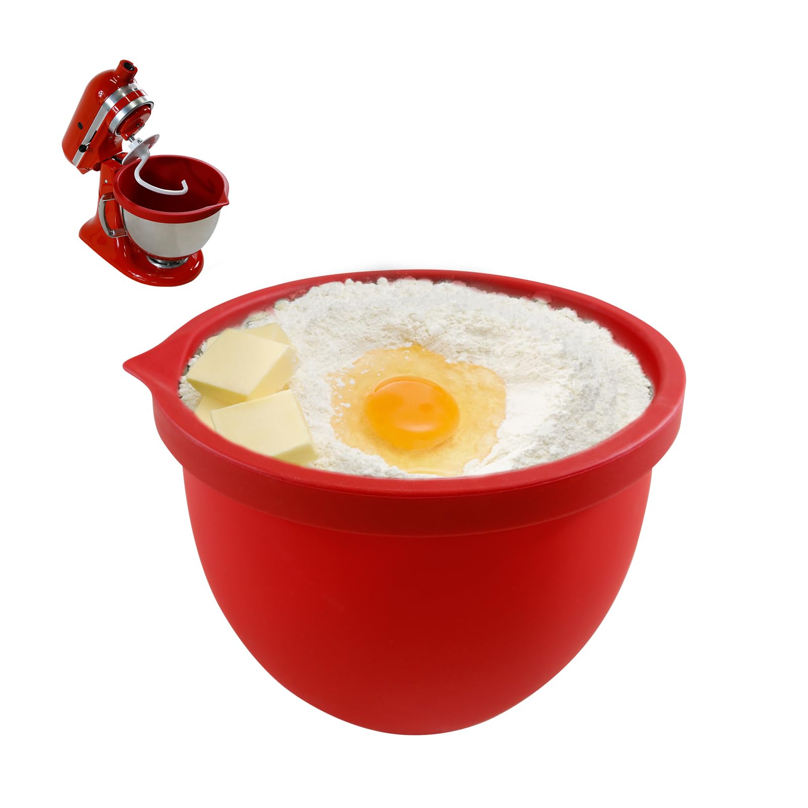 Silicone Liner for KitchenAid 5 Qt Tilt-Head Stand Mixer, Odourless,Thicker, Cold/Heat-Resistant & Non-Stick, Easy Clean, Fits 5 Quart Mixing Bowl with Lid