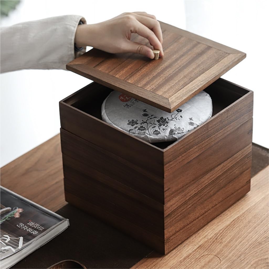 Tarros de Té Las latas de almacenamiento de té a granel se pueden apilar y combinar libremente con cajas de té Retro de madera maciza for almacenamiento de pasteles y té Recipientes para Guardar Té co