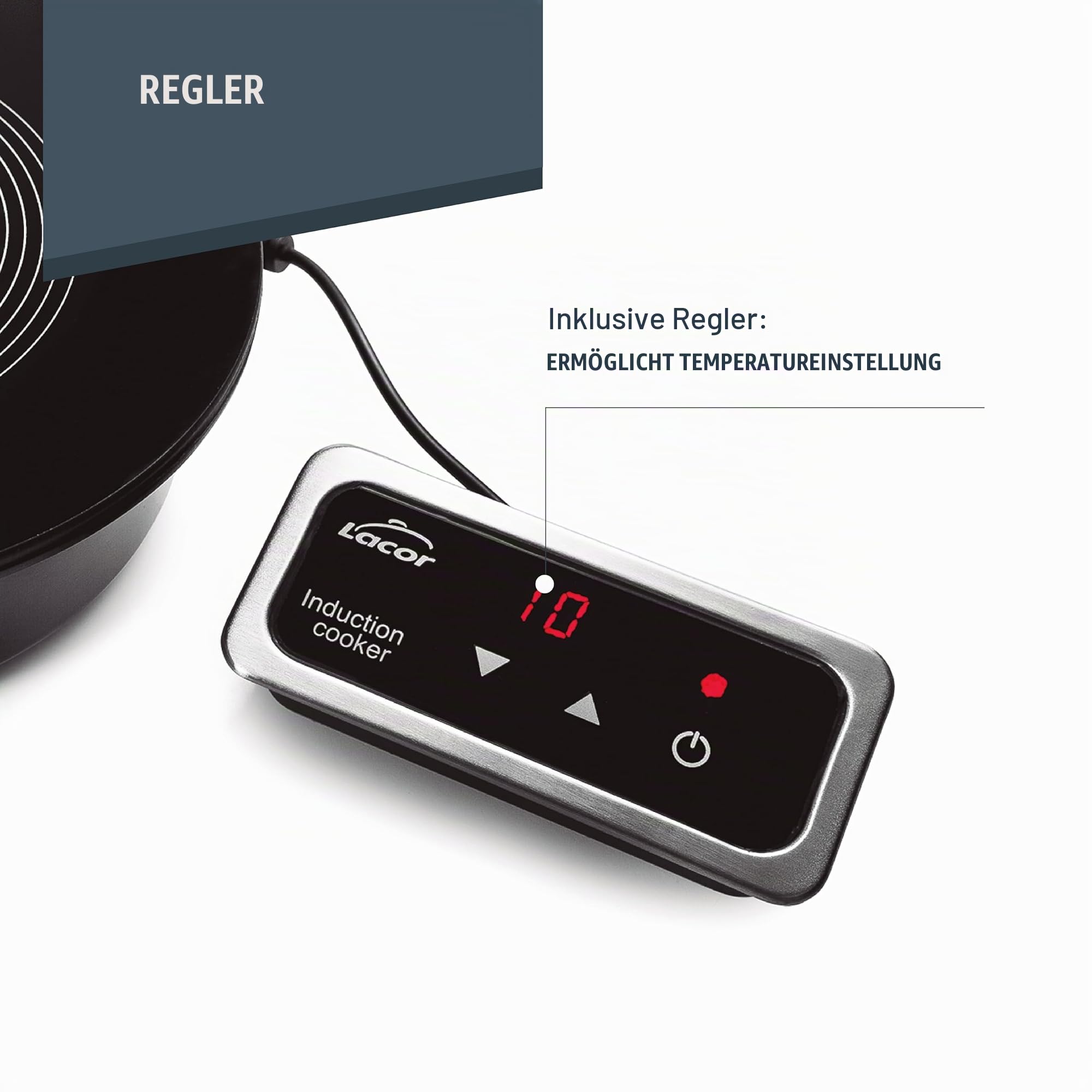 Lacor 69139 – Induktionsplatte für Chafing Dish (700W, Ø18 cm) mit Temperaturregler, Ideal für Buffets, Farbe Schwarz. | Langlebiges professionelles Werkzeug; entwickelt für optimale Leistung und schnelle Reinigung in der Spülmaschine