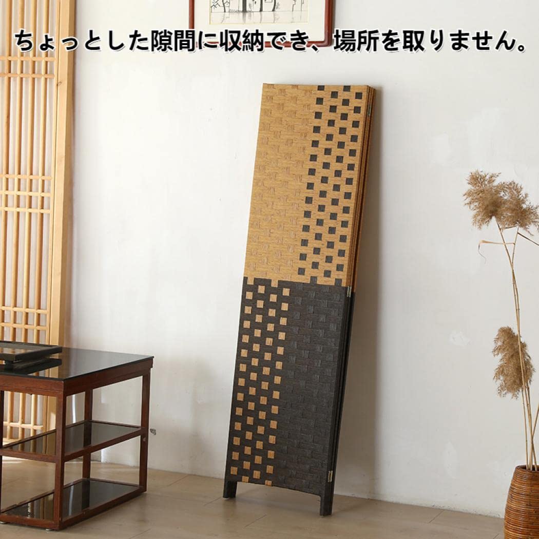 Amazon｜KALINNU パーテーション 間仕切り 4連 折りたたみ 竹製 仕切り 