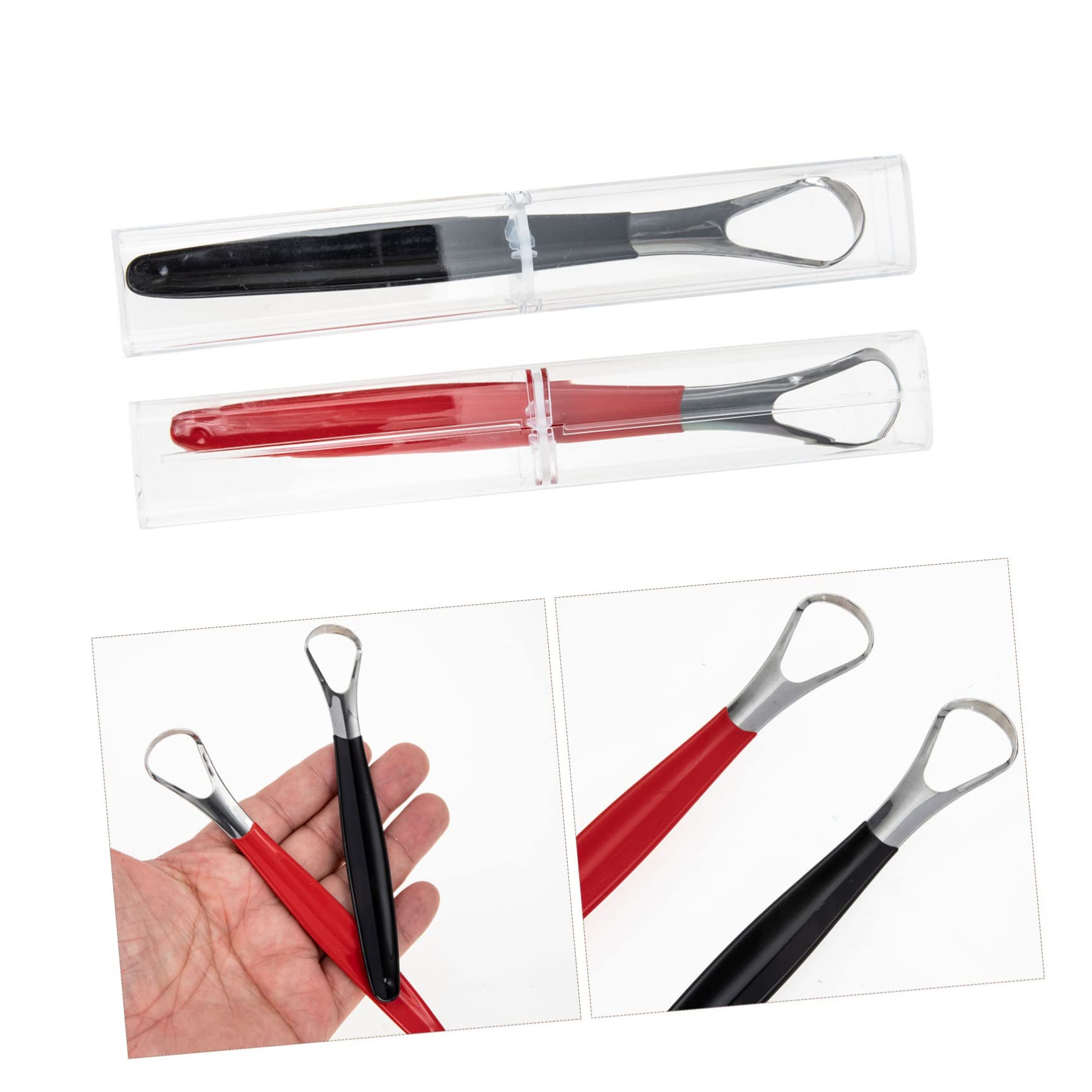3 Set Raschietto Per Lingua Acciaio Inossidabile Per Adulti Rimozione Strumenti Per Orale Compatto E Leggero Adatto Per Uso 2 Pezzi * 3