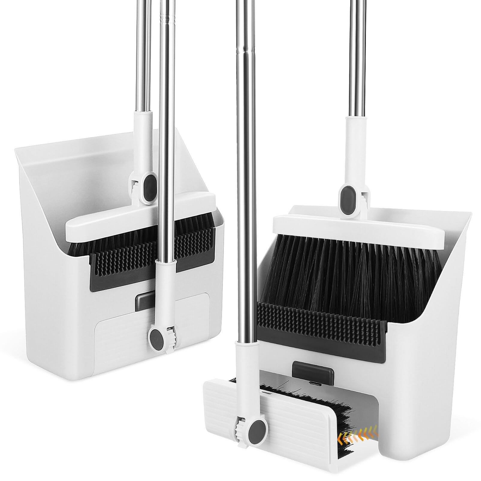 3 in 1 Broom and Dustpan Set - Foldable Broom with Long Handle, White Plastic, Multi-Functional for Home and Outdoor Cleaning, 23.62 X 7.87 X 1.18 Inches