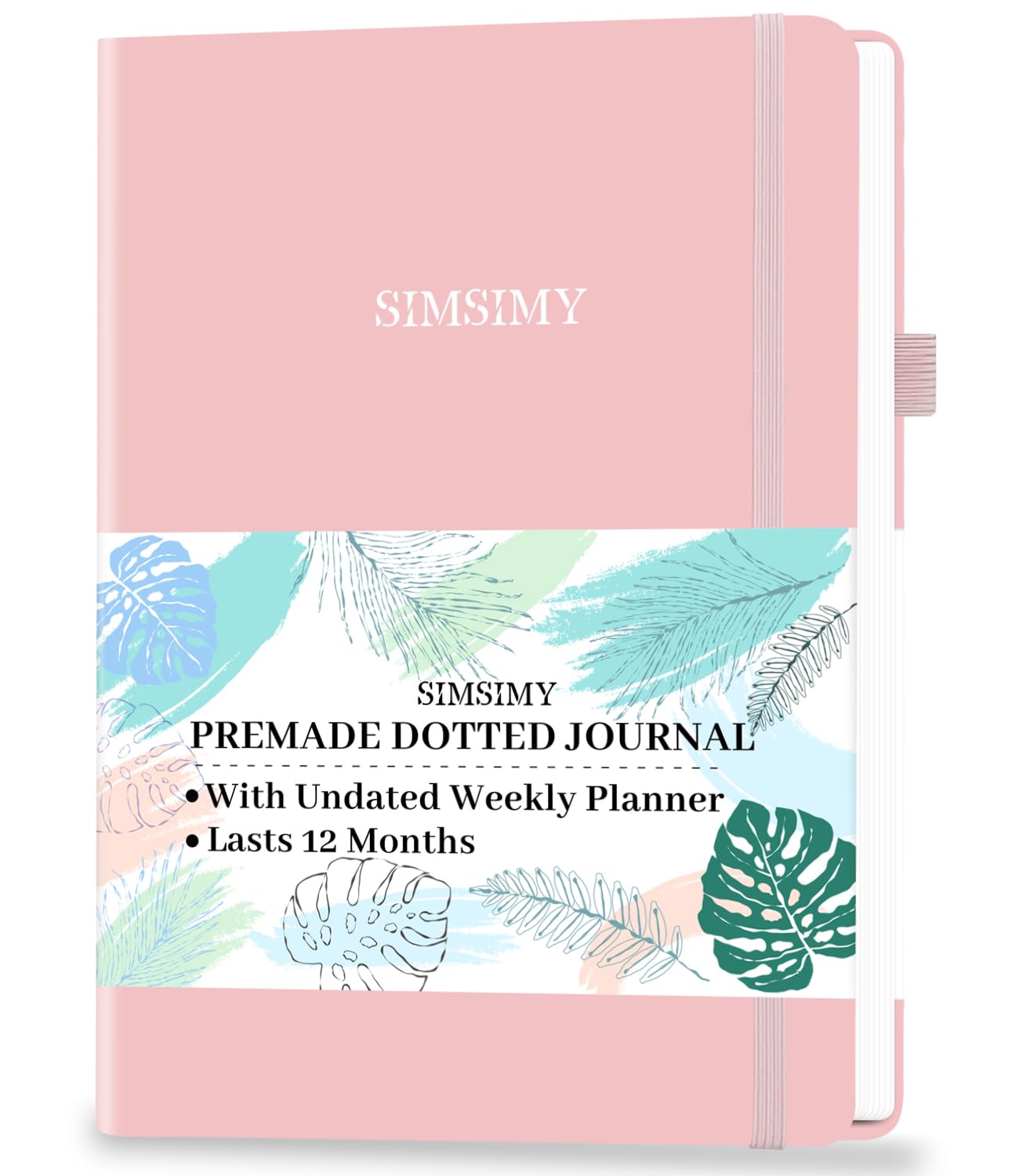 SIMSIMY Premade Bullet Dotted Journal with Undated Weekly Monthly Planner, Pre-made Dot Grid Journaling Aesthetic Notebook for Goals Gratitude Budget Exercise Habits Mood Sleep Tracker - 12 Month