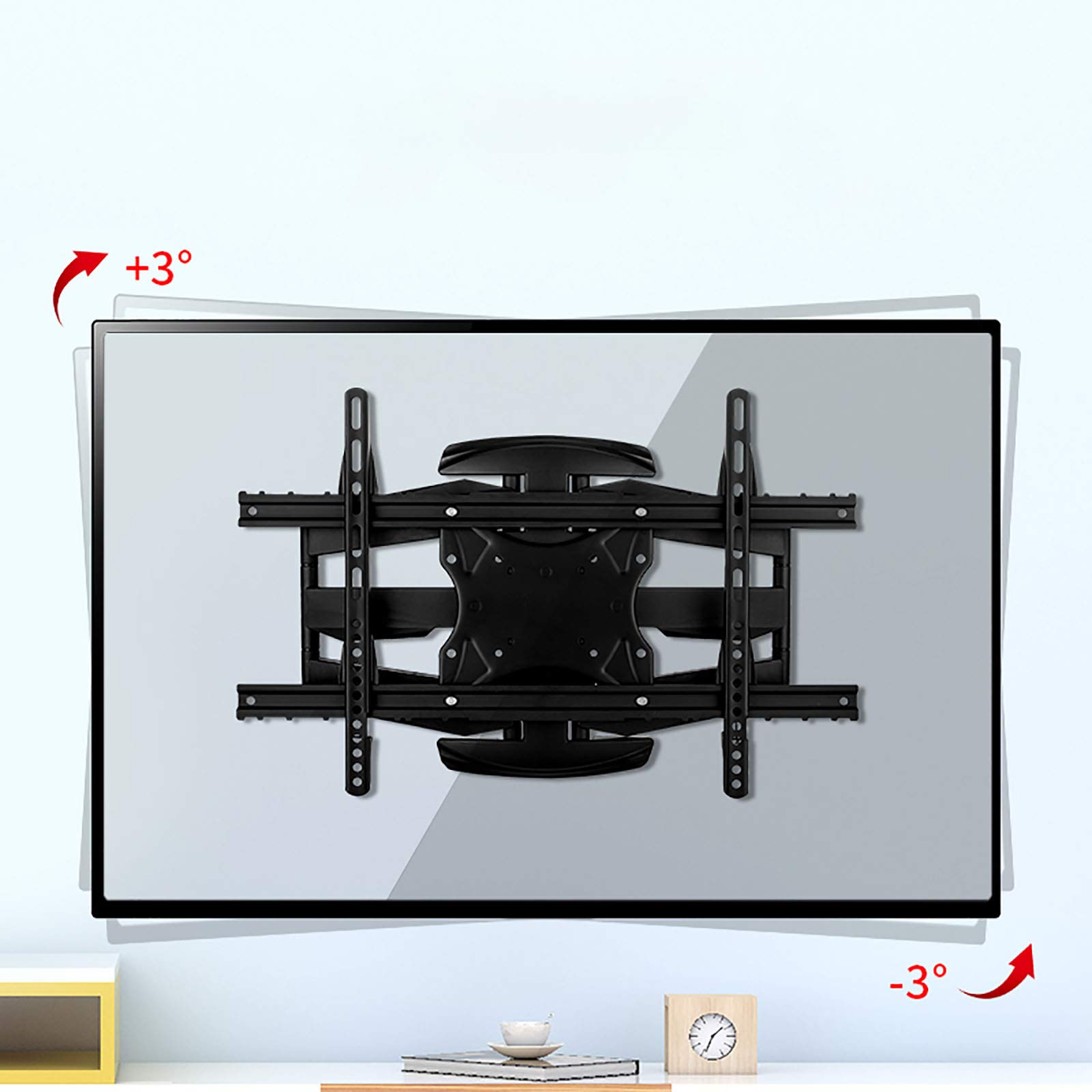 Soporte de pared para TV, brazos articulados duales, pivotantes, rotación para la mayoría de televisores planos LED LCD OLED de 32 a 75 pulgadas, soporta hasta 110 libras máx. VESA 600 x 400 mm