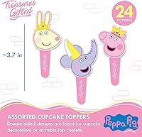 Vista 2 de Treasures Gifted Decoraciones de cumpleaños de princesa Peppa Pig con licencia oficial – 24 piezas de peppa pig cupcakes Toppers & Wrappers