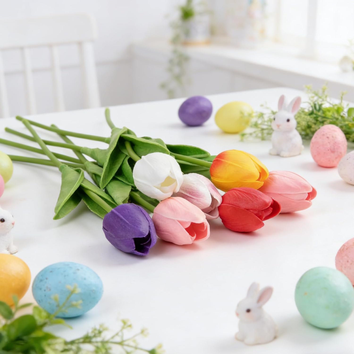 Ouddy Decor 30 Pcs Multicolor Tulips Artificial Flowers Real Touch PU Faux Flowers Fake Tulips Stems for Spring Summer Bouquet Floral Room Table Party Wedding Easter Mothers Gifts Home Decorations - Image 7