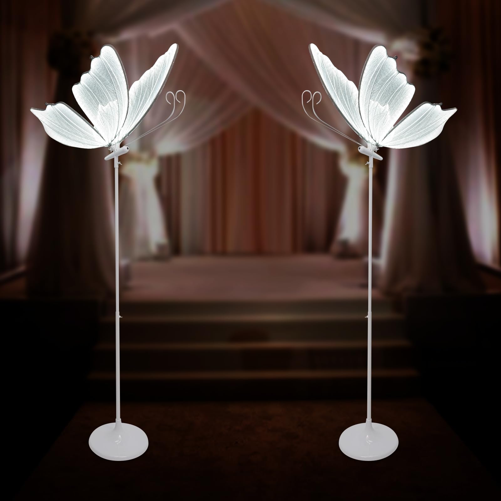 MARTEXBUY Butterfly Decorations, 2PCS LED Butterfly Floor Lamps Lights, 57.5-70.1