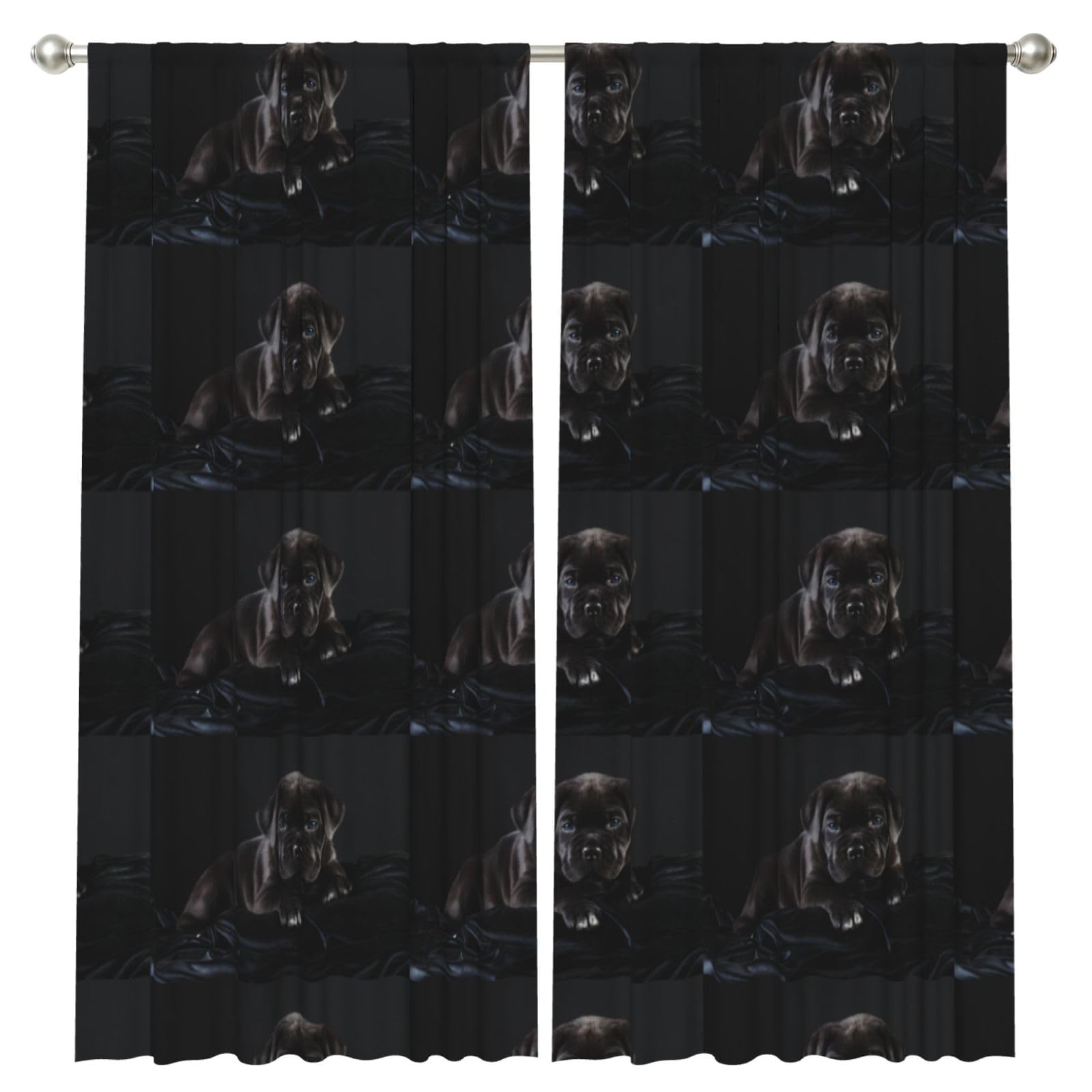 InOmak Cane Corso Pets Puppy Black Cane Corso, 2 Panels Window Curtains 52 x 84 Inch Blackout Curtains for Living Room Bedroom