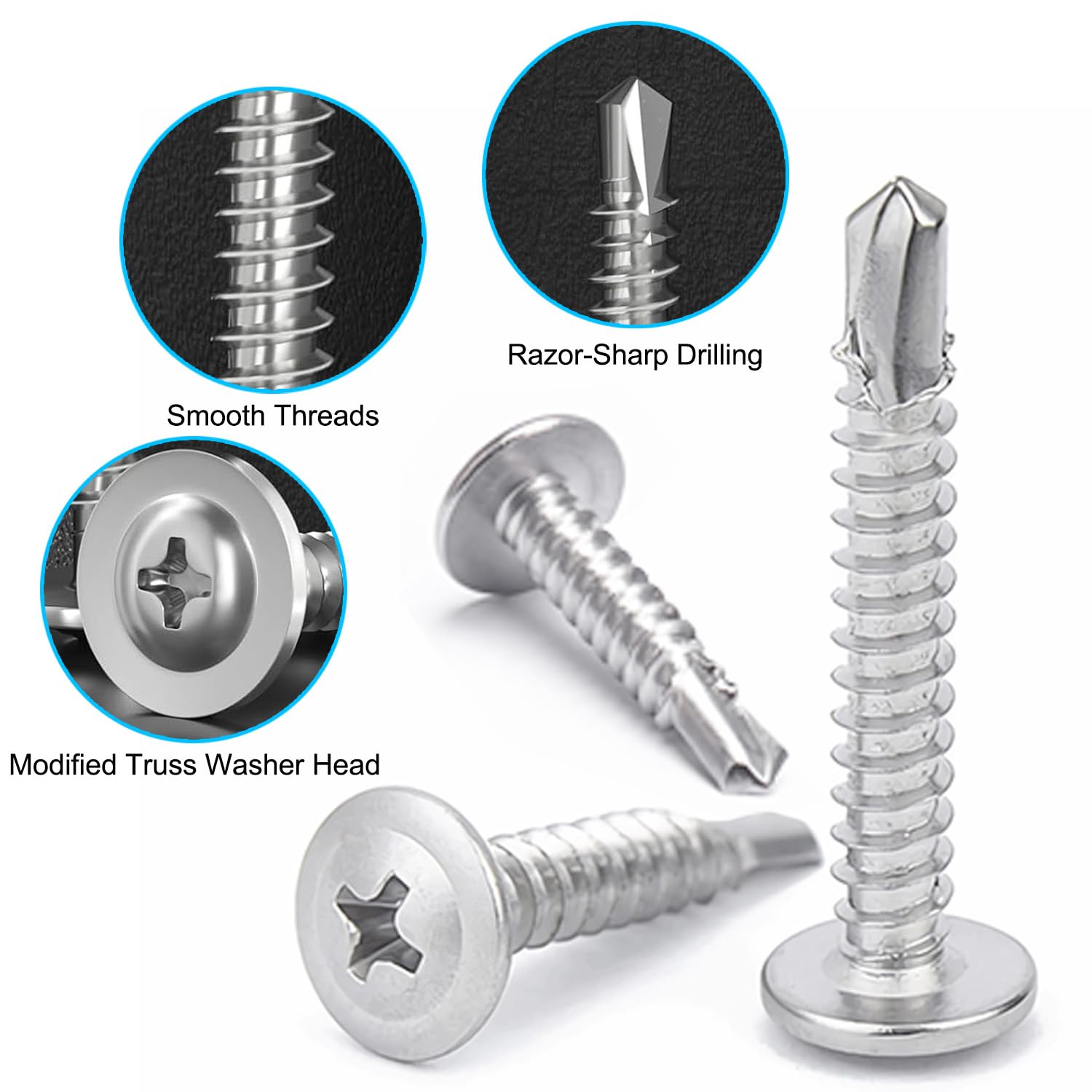 4 X 3/4"""" Confezione Da 100 Viti A Testa Bombata Phillips Viti Autofilettanti Per Lamiera Viti In Acciaio Inossidabile 304~p127800087 - Foto 5