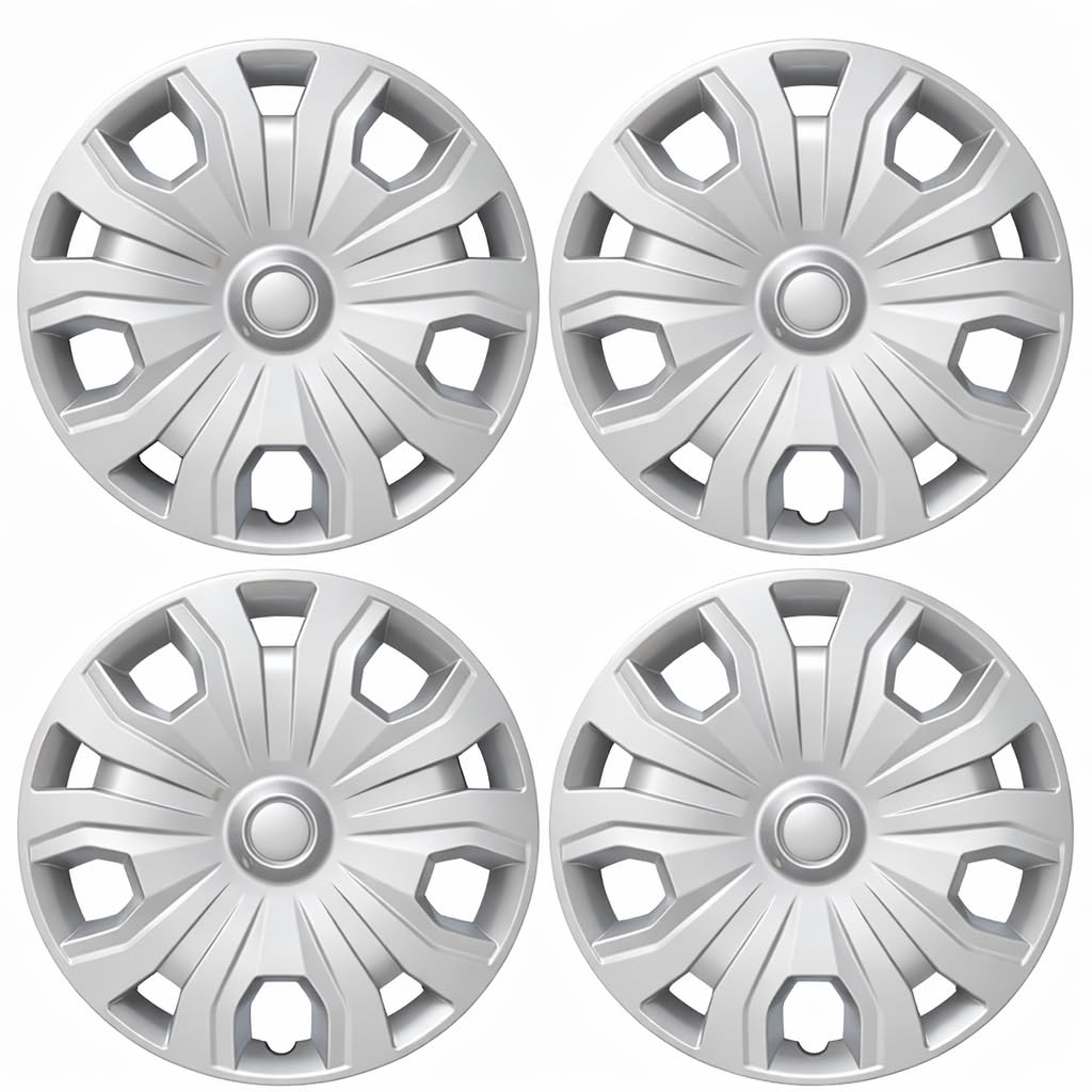 MARROW New Wheel Covers Hubcaps Fits 2019-2021 Ford Transit Connect; 16 Inch; 5 Split Spoke; Painted; Silver; Automotive Grade ABS; Set of 4; Fits Over and Into OEM Wheel