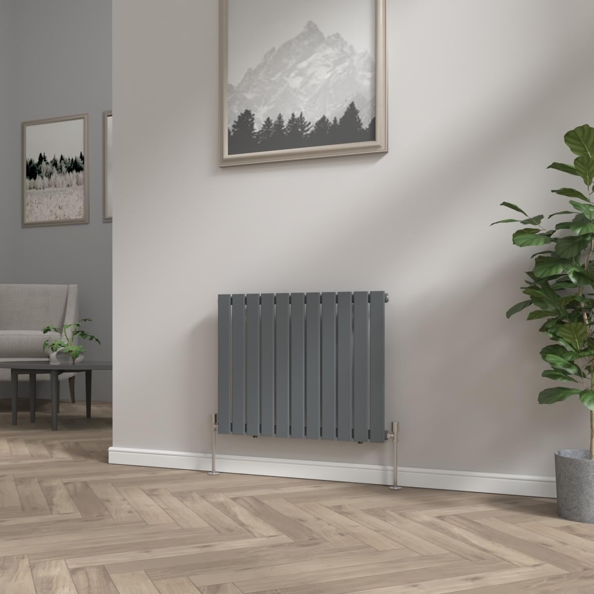 Nrg Anthracite 600X748mm Column Designer Radiator Single Flat Panel