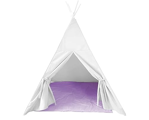 Floor Mat 43" Square Multi Colours Big Meditation Reading Corner Tent Cover Teepee Mat Seat Tipi Canopy Indoor Living Room Bedroom Pad (Lavender)