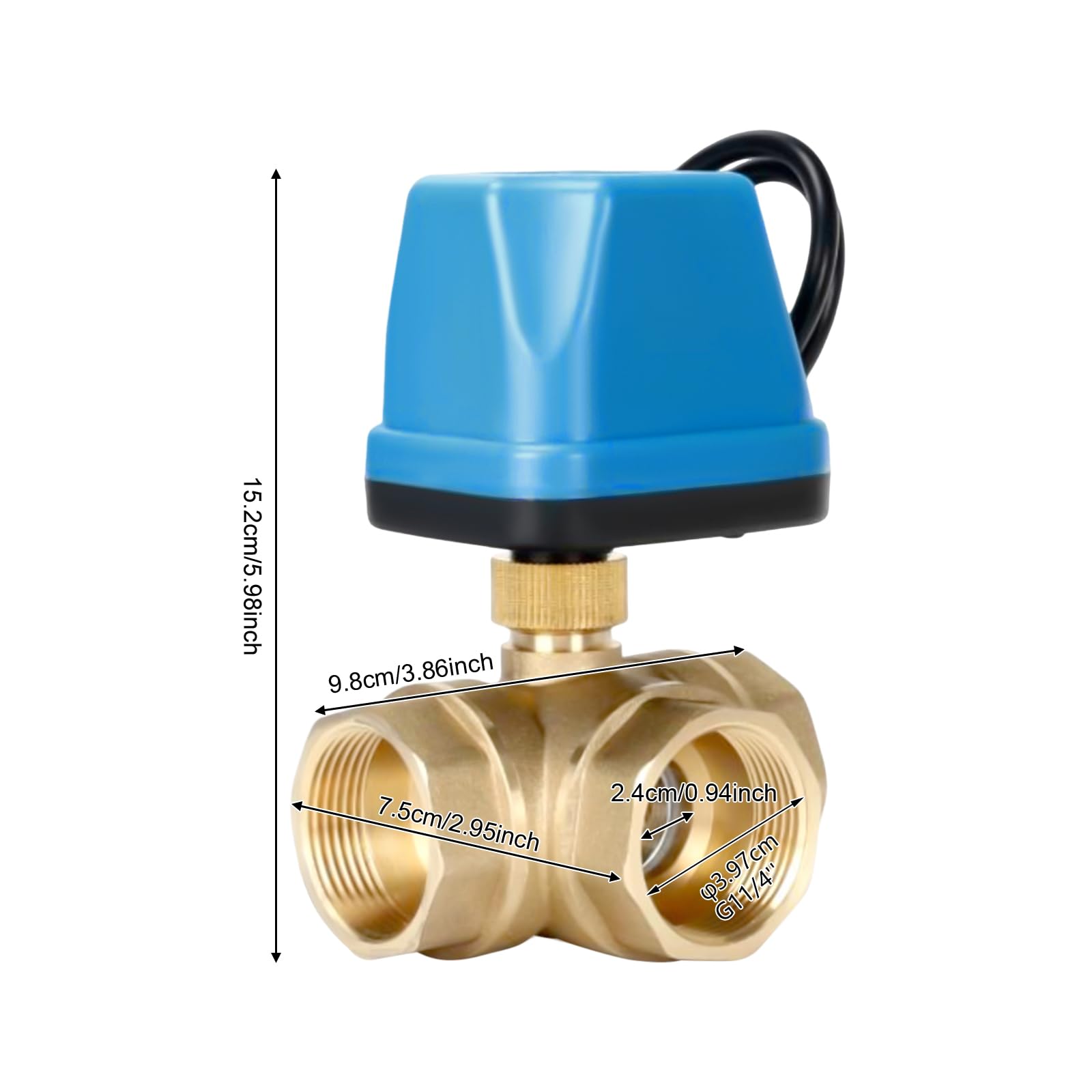 Válvula solenoide de 3 vías, 230 V, riego 12 V, válvula de bola de motor solenoide, válvula automática de protección contra heladas DN25, válvula de bola eléctrica de 3 vías, latón G1-1/4, 230 V CA