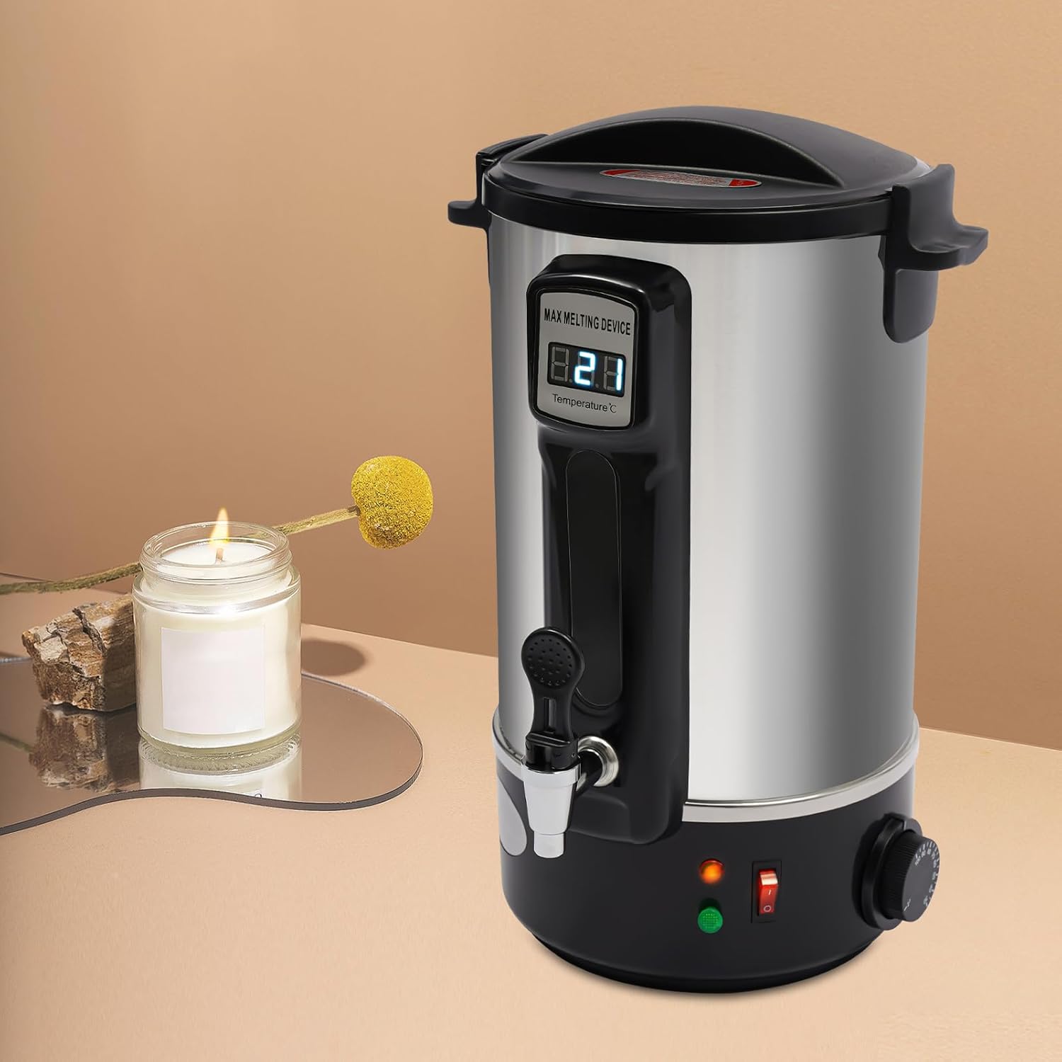 Purptarol 8L Large Wax Melter for Candle Making, Candle Making Wax Melting Pot with Digital Display Meter, with Accurate Temperature Control Panel, Fast Heating for Melt Soy Wax, Paraffin Wax