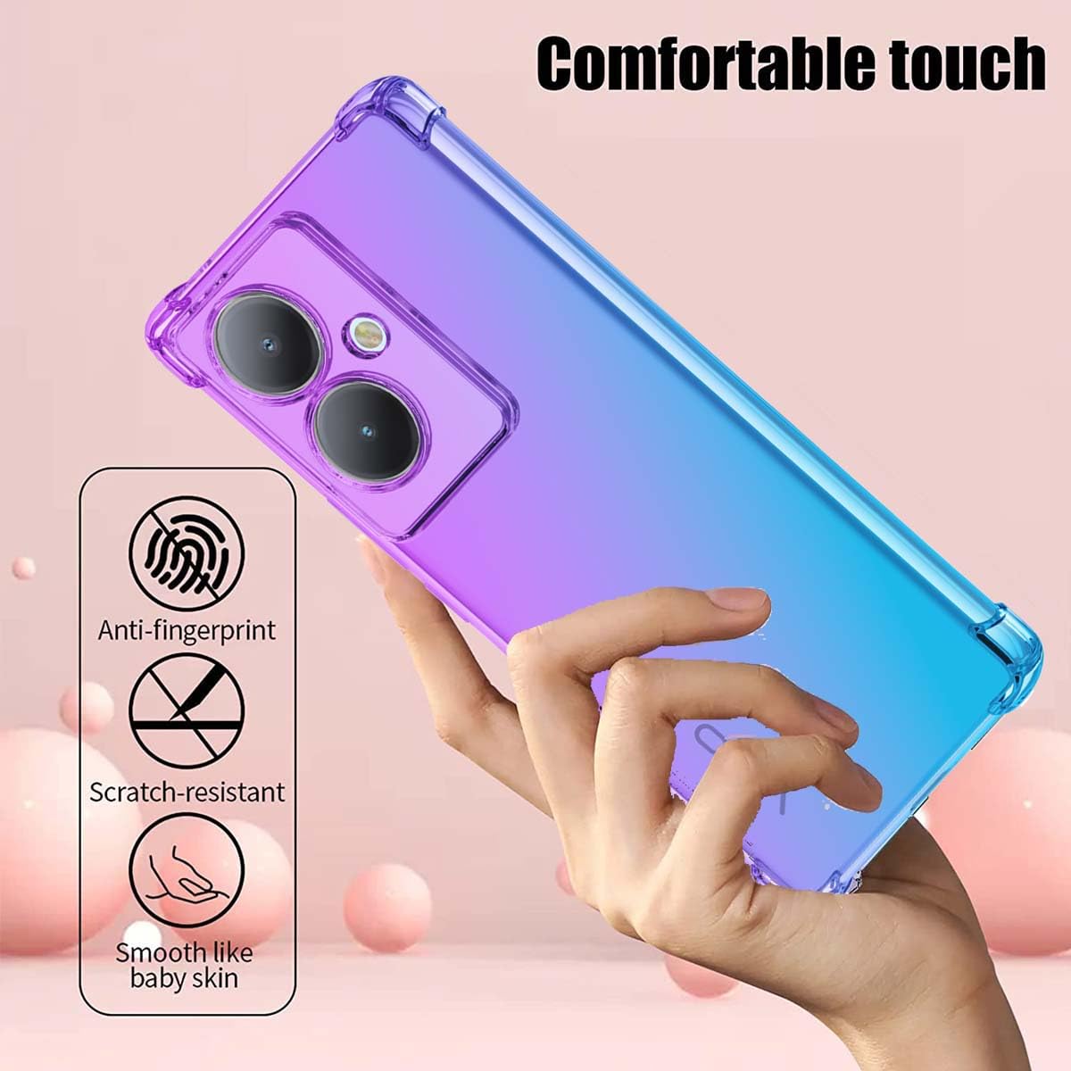 HAOYE Cover per VIVO V29 Lite 5G, Custodia in TPU a gradiente