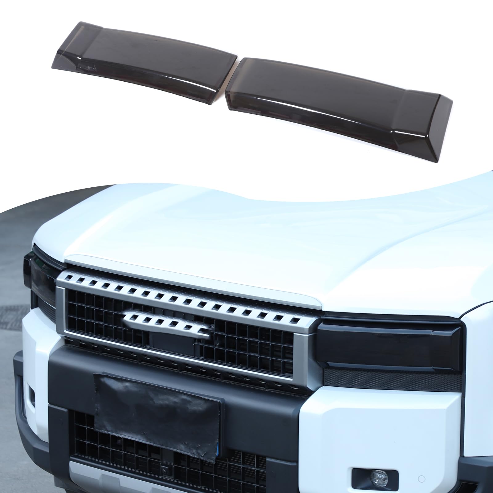 Smoked Headlight Cover Compatible with Toyota Land Cruiser 250 Prado J250 LC250 2024 2025, Front Head Light Lamp Trim Guard Cover