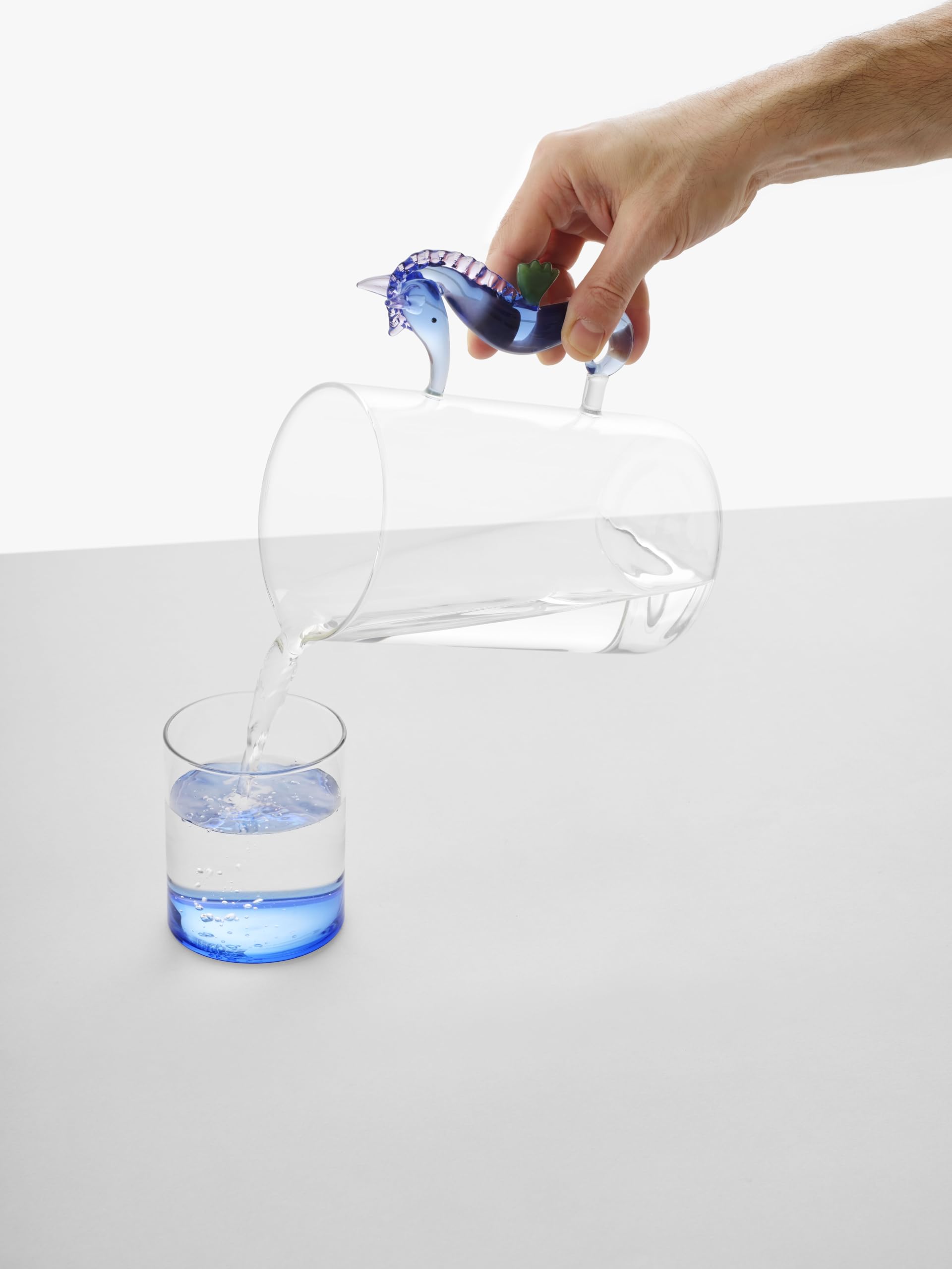 Ichendorf Milano Brocca Cavalluccio Marino Blu, Collezione Marine Garden, 150 cl, Vetro Borosilicato, Fatto a Mano
