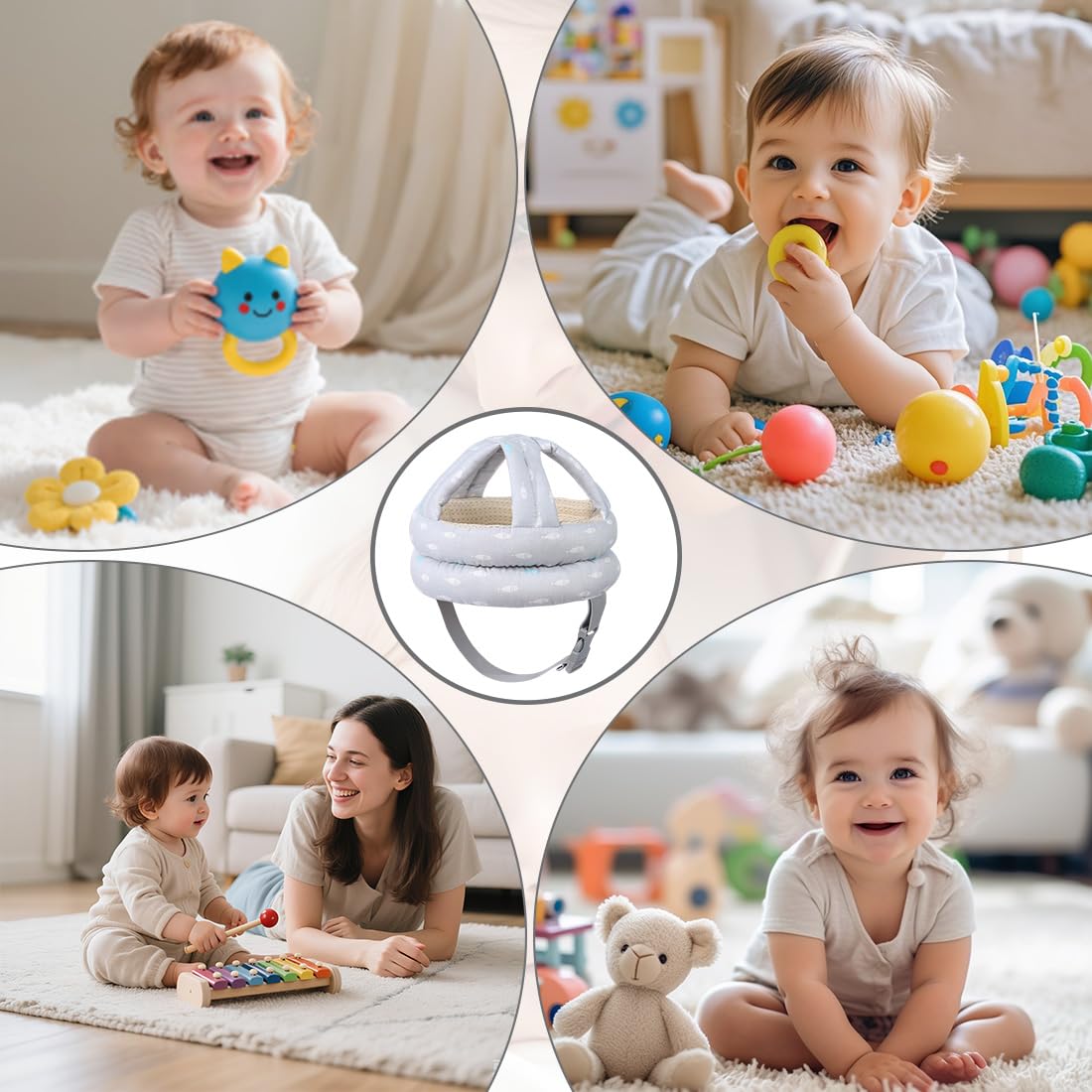 Casco Neonato Primi Passi, Caschetto Primi Passi per Bambini da 6 a 36 Mesi, Caschetto Neonato Anticaduta, Traspirante e sicuro(grigio)