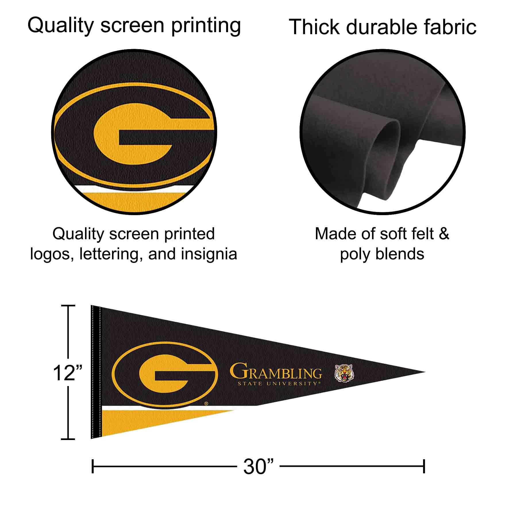 Grambling State Tigers 12x30 Felt Pennant – College Flags And Banners Co. NCAA Black - View #5