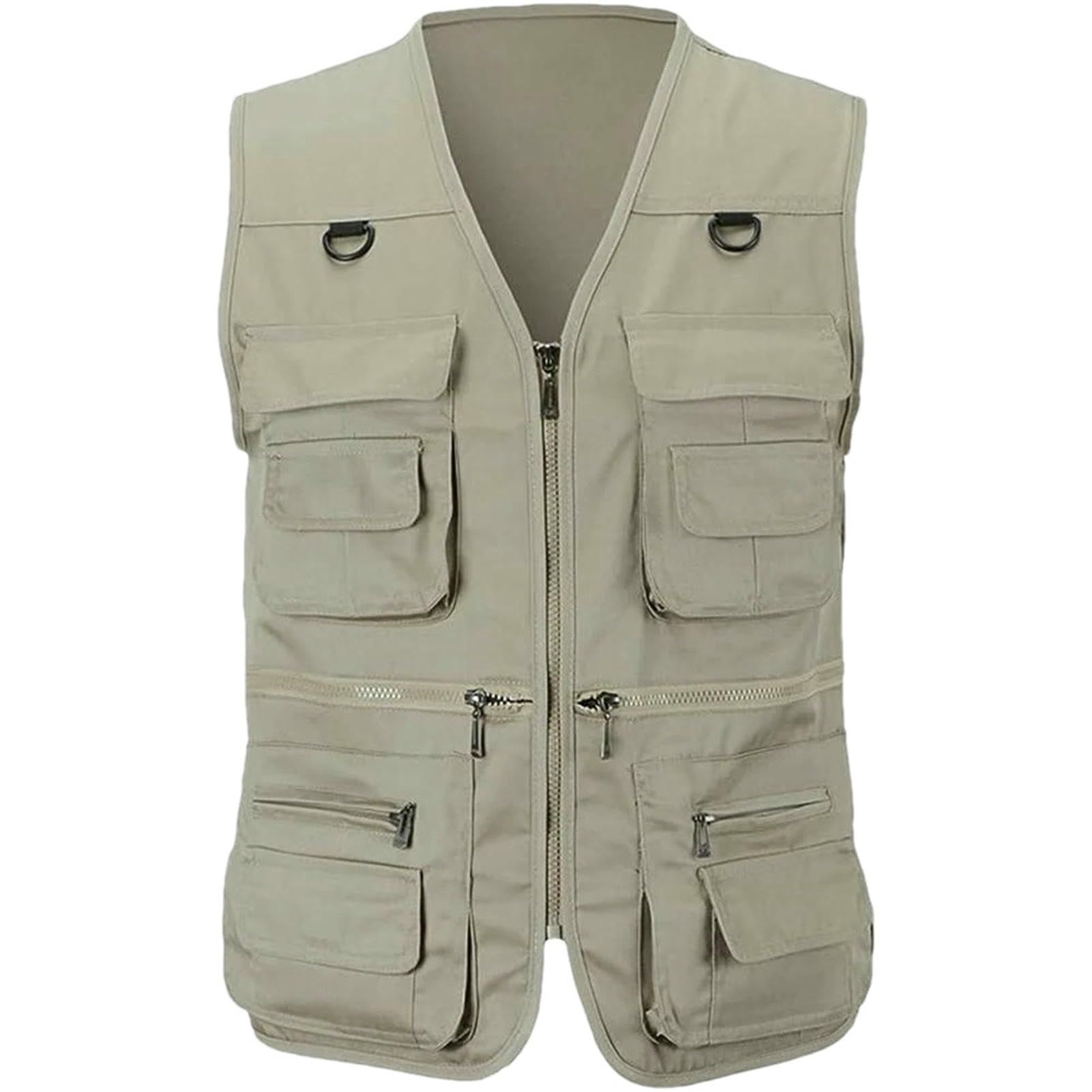 Chaleco de verano para hombre GaoLeAve multibolsillos ligero caqui XL 5