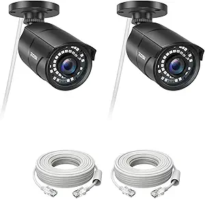 ZOSI 2 Pack 5MP 3K Add-on Security POE Camera with Cable, 2880 x 1620 Indoor Outdoor Bullet IP Camera, 120ft Night Vision, 3.6mm Lens, 95°View Angle, IP66 Weatherproof (Only Work with Our PoE NVR) asin的图片