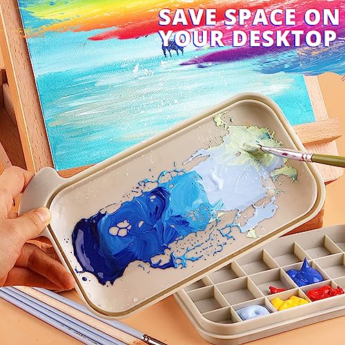 ZLY Paint Brush Cleaner,Paint Brush Basin with 10 PCS Paint Brushes,Paint Brush Holder and Organizers with Palette for Acrylic, for Watercolor and Water Based Paints (Gery) - Thumbnail 2