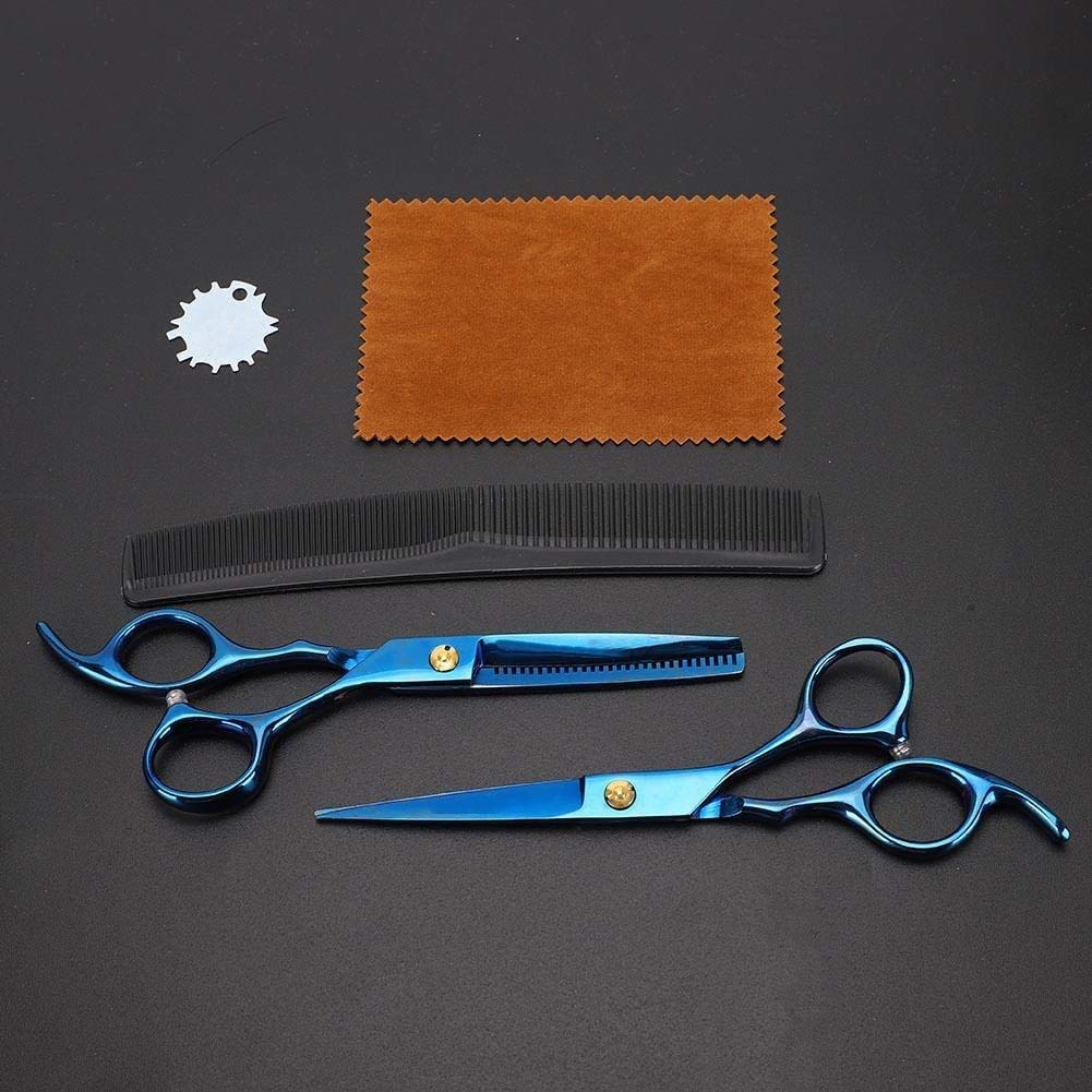 Set di Forbici per Tagliare i Capelli in Acciaio Inossidabile， Set di Strumenti Professionali per Parrucchieri con Pettine， Panno per tosatura e Borsa，