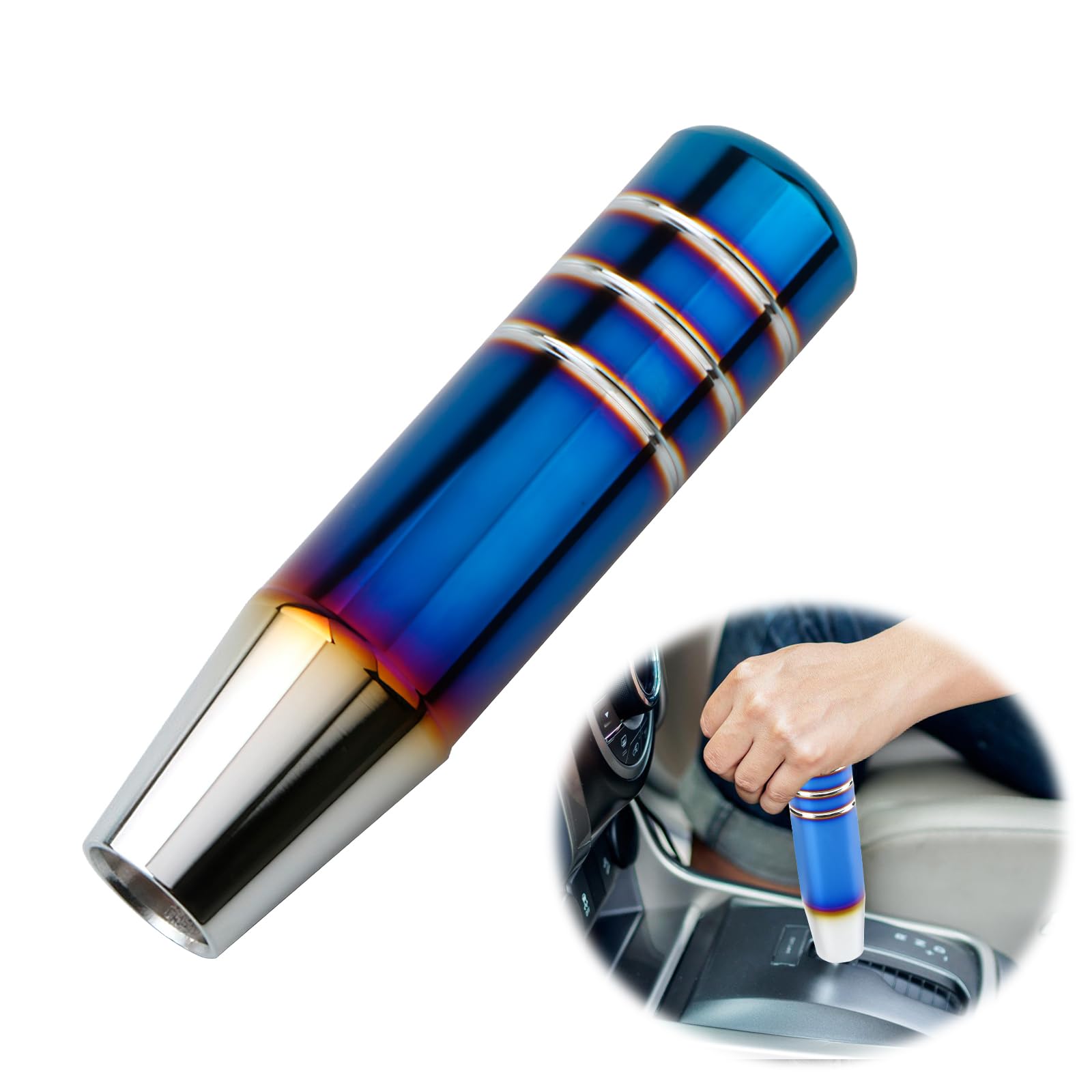ZUOLUN Shifter Knob, 5" Universal Aluminum Alloy Shift Knob, Car Gear Lever Stick Shifter Handle, Gear Shifter Knobs Fit Most Automatic Manual Vehicle (Blue)