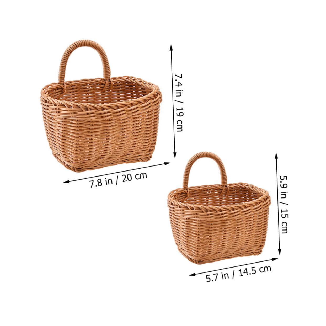 PRETYZOOM Hanging Woven Wall Baskets 2pcs Kitchen Storage Holders Large Small Woven Vegetable Baskets Garlic Ginger Organizer Wall Decor Storage