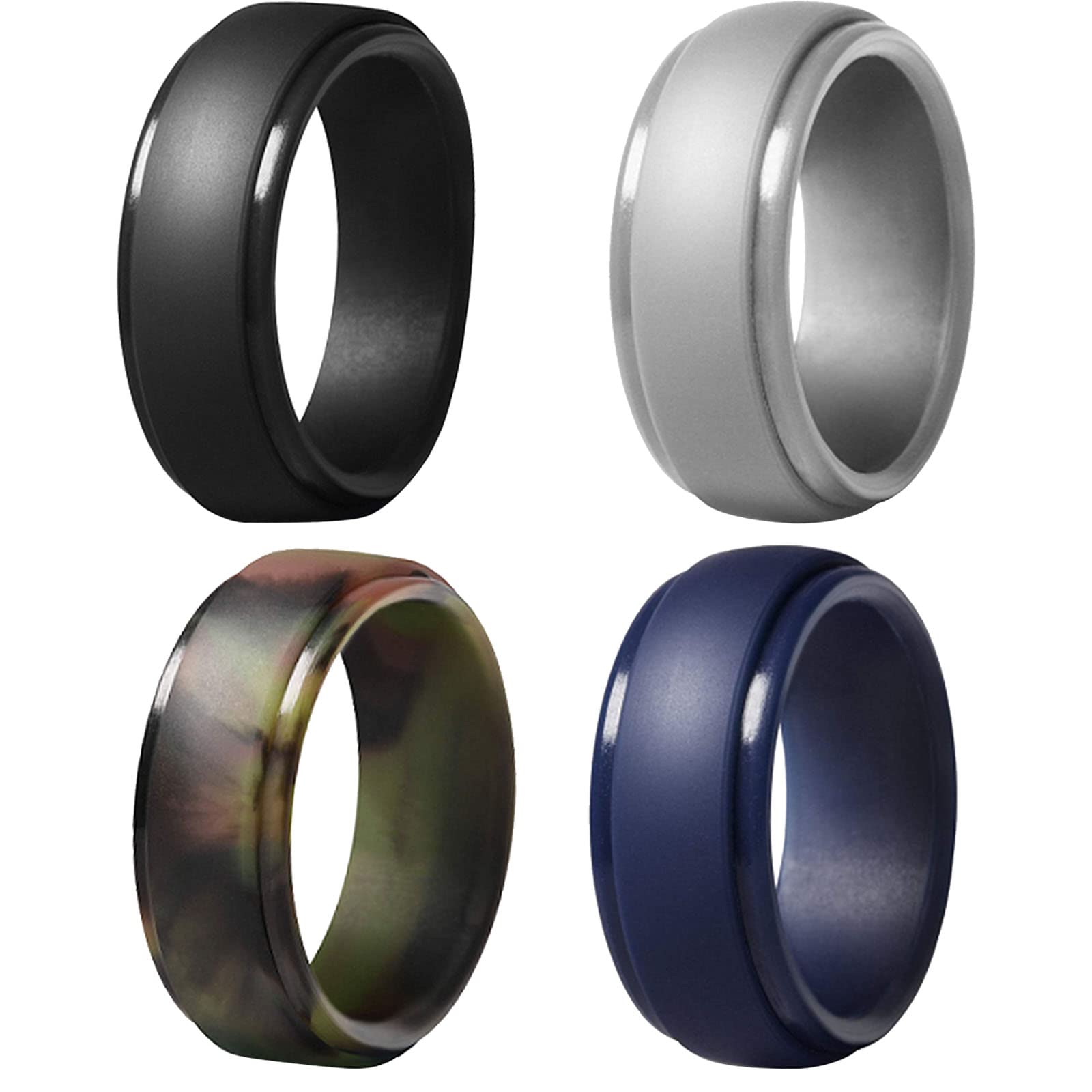 HSQYJSilicone Wedding Rings Set Comfortable Rubber Waterproof Anniversary Band Rings Rings for Sport fit Skin Safe Fashion Jewelry for Men Women Gift