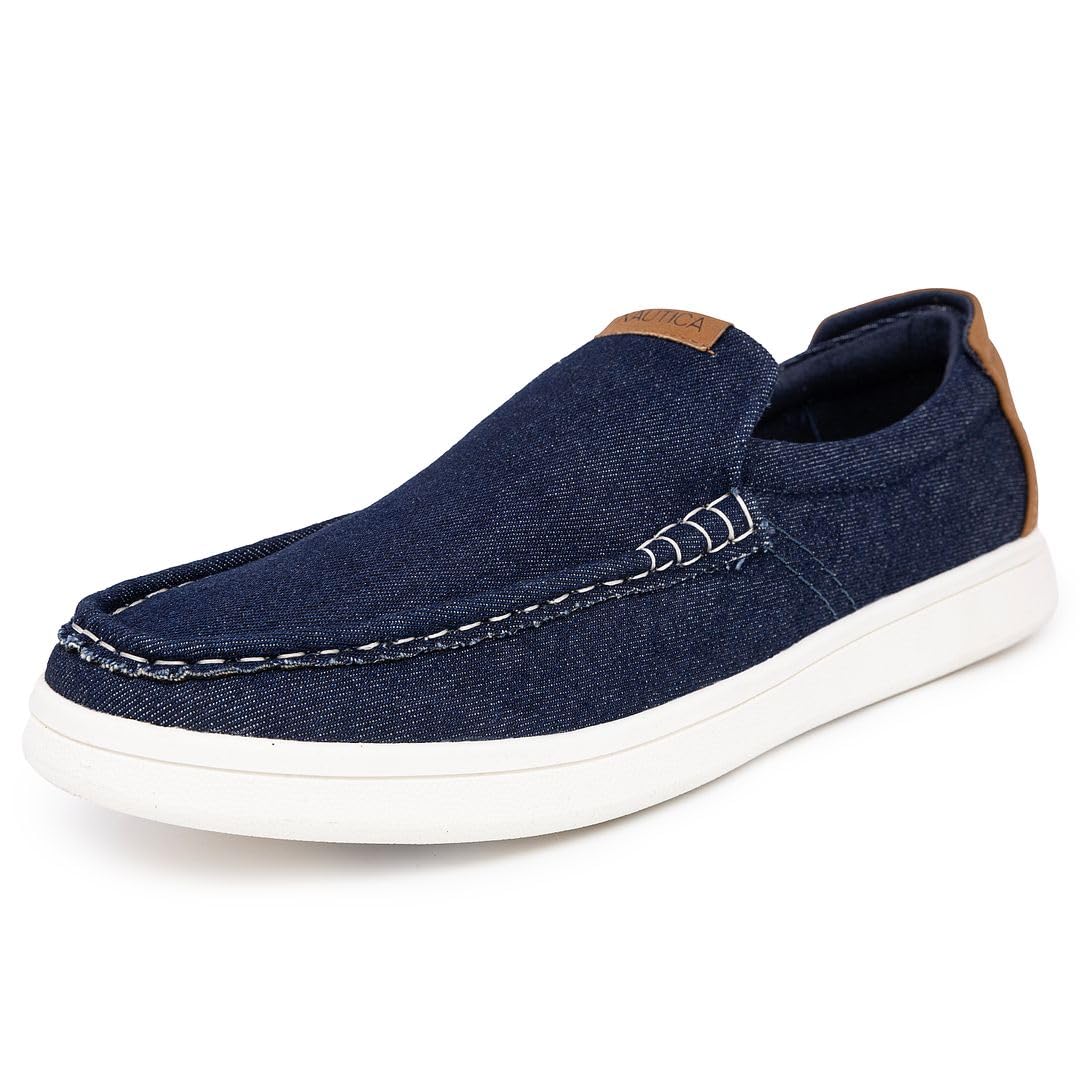 Nautica Men's Slip-On Loafers Casual Moc Toe Sneakers Boat Shoes Slipper for Men – Lightweight &amp; Comfortable - Derwin
