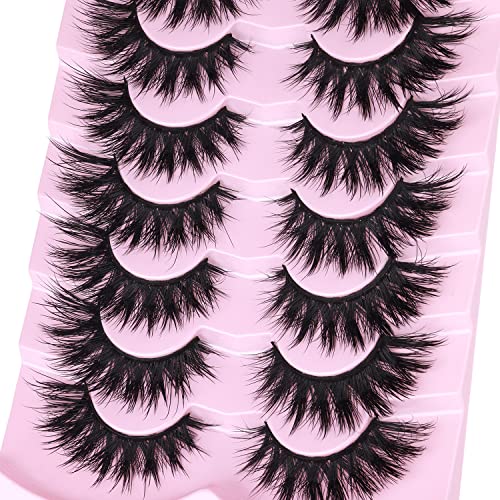 Lashes Flat Faux Mink Eyelashes Fluffy 20Mm Long False Eyelashes Dramatic Cat Eye Eyelashes Wispy 3D Crossed Thick Fox Eyelashes Extensions Strip Lashes Pack By Kiromiro #TOP2