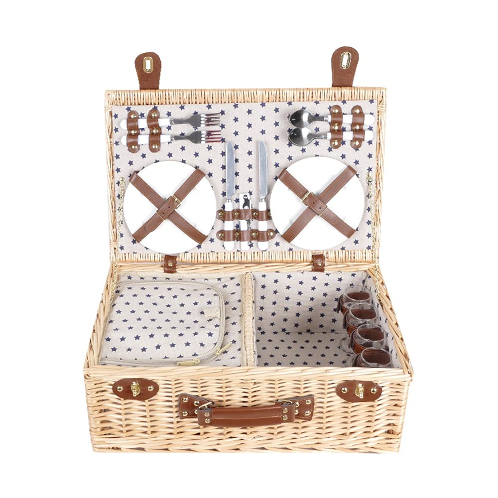 cestino da picnic, Set di cestini da picnic for 4 persone con grande borsa termica, cestino da picnic, borsa da picnic portatile con coperchio, articoli da picnic for campeggio all'aperto-B