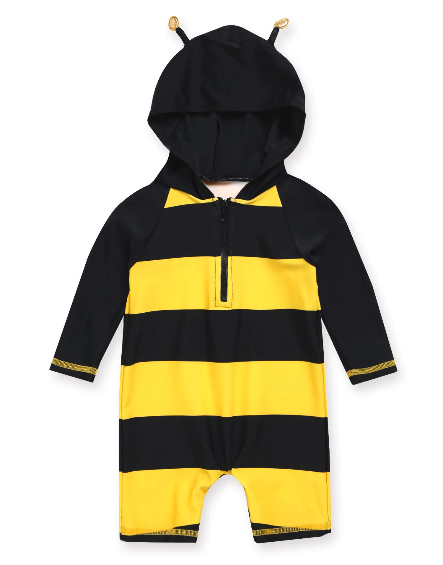 VAENAIT BABY Zip &amp; Snap Rash Guard Swimsuit, UPF 50+ One-Piece Long Sleeve Swimwear, Quick Dry Infant Beach Suit for 0~2T