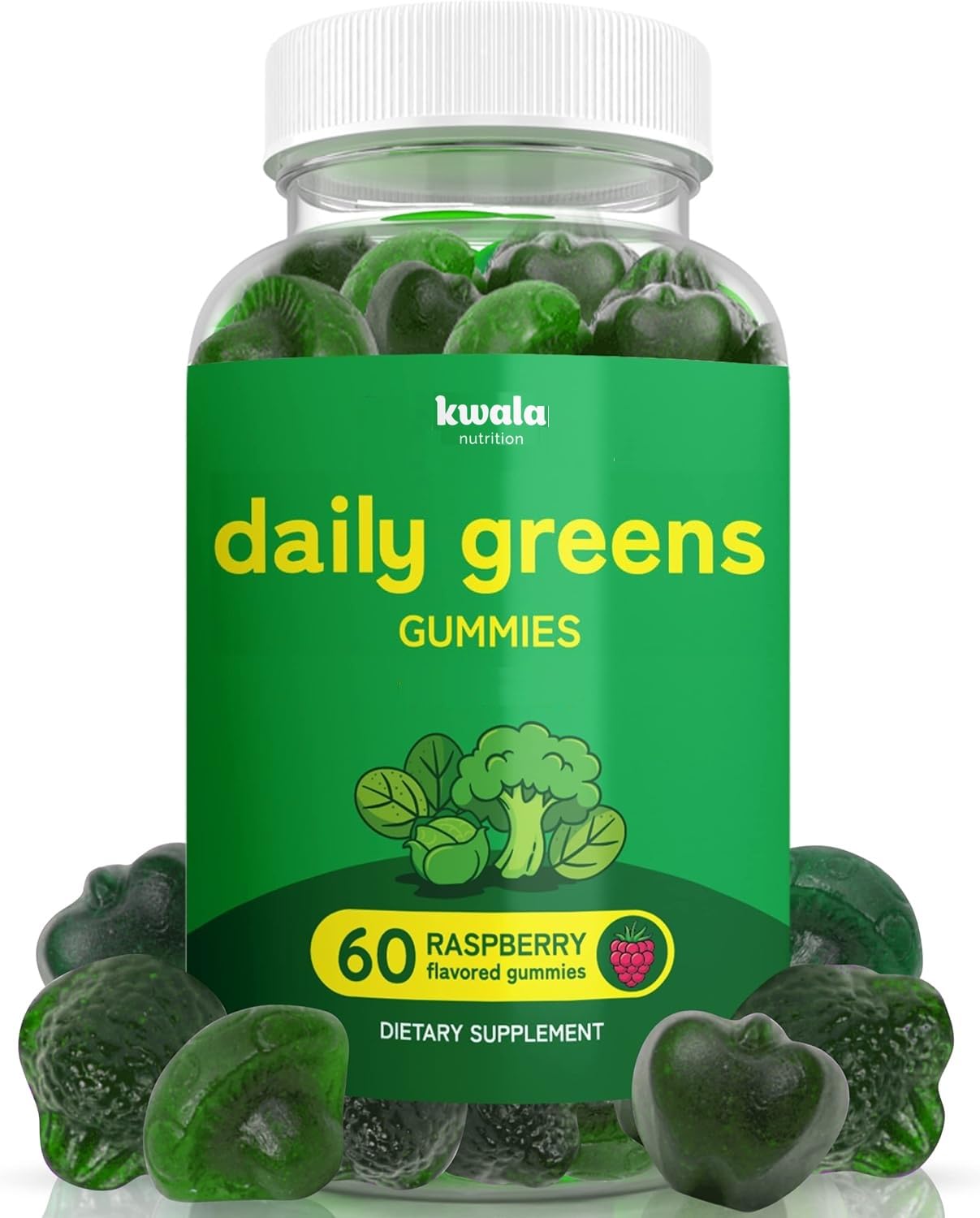 Super Greens Gummies for Energy & Focus - with Moringa, Spirulina & Chlorella - Made in USA - 60 Gummies - 30 Day Supply