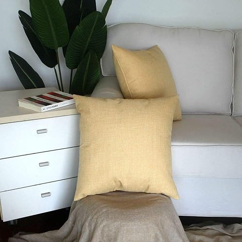 Miniatura 10 de Artcest Juego de 2 fundas de almohada decorativas de lino rústico naranja, fundas de cojín elegantes de arpillera para decoración de sofá y sala de