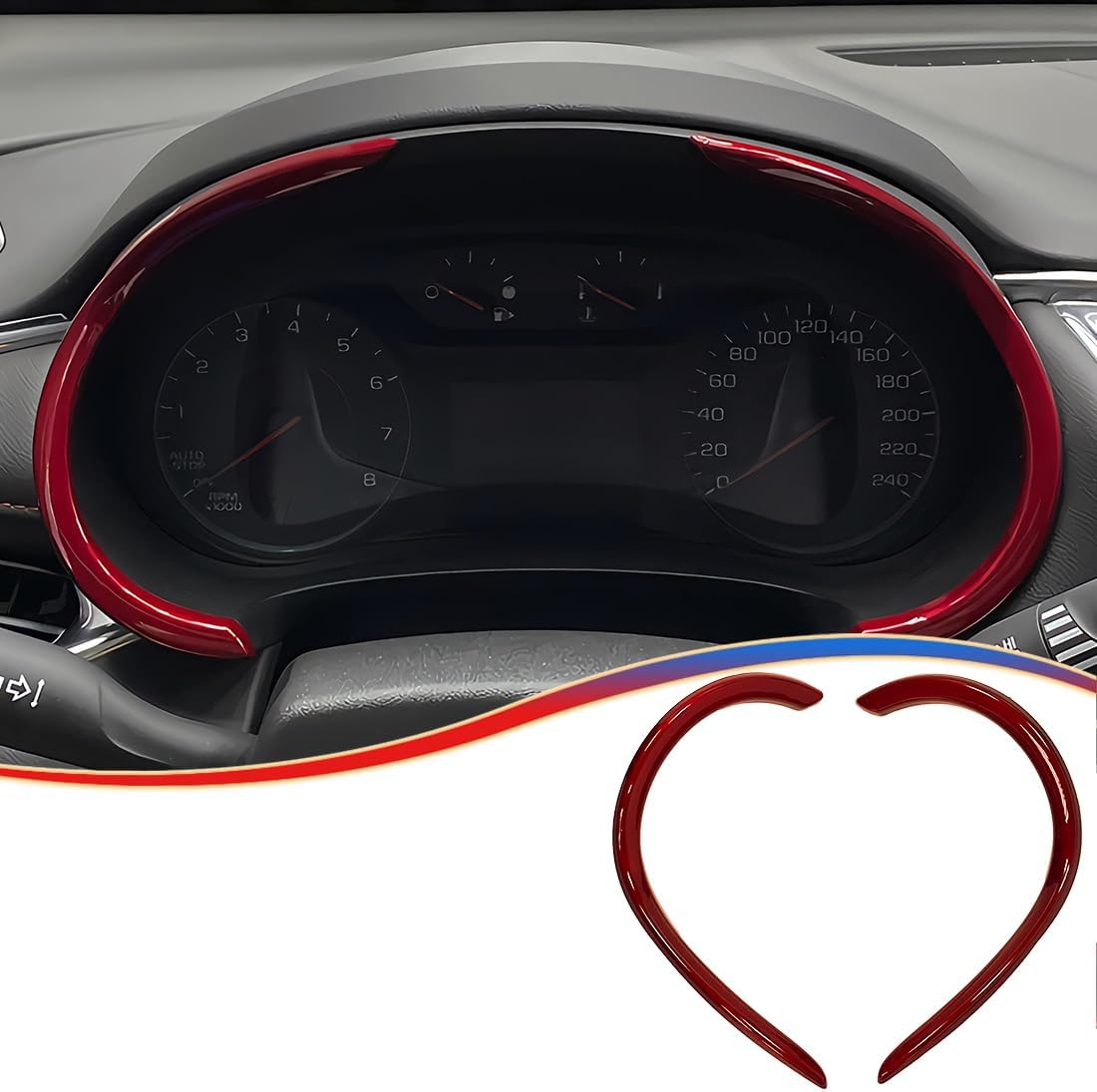 Dash Board Trim, for Chevrolet Malibu 2016 2017 2018 2019 2020 2021 2022 2023 2024 - ABS Wine Red Sport Interior Trim Full Set Accessories