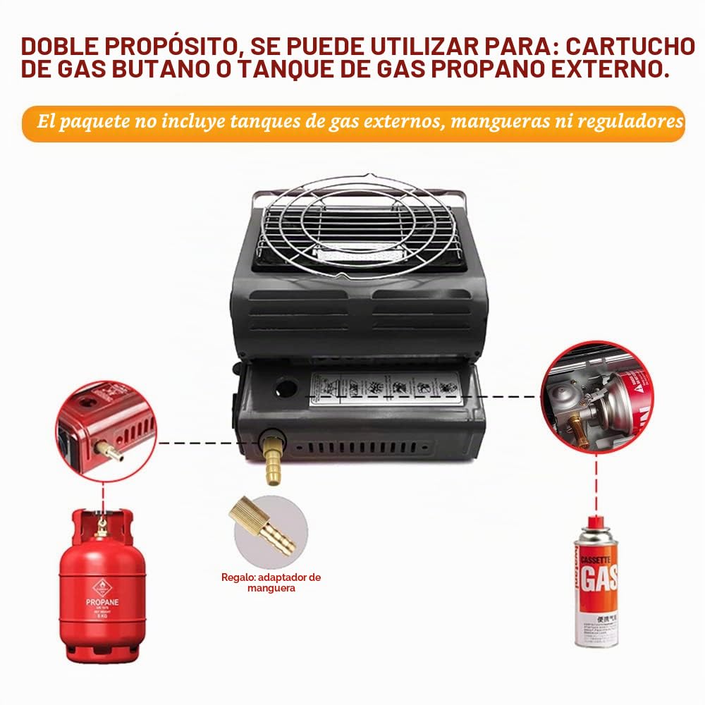 Yinleader Calefactor de gas de cerámica, para exteriores, camping, camping, quemador de cerámica, 1,3 kW, color negro