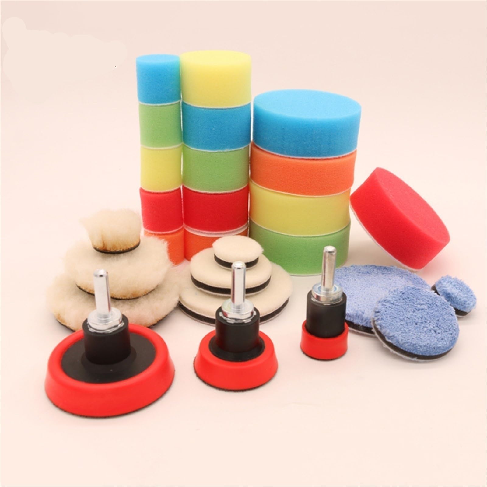 Discos de Solapa, Ruedas de Pulido, Kit de Almohadillas para Pulir el Coche, Juego de Esponjas para Pulir Taladros de Espuma/39Pcs 3-5Inch Set