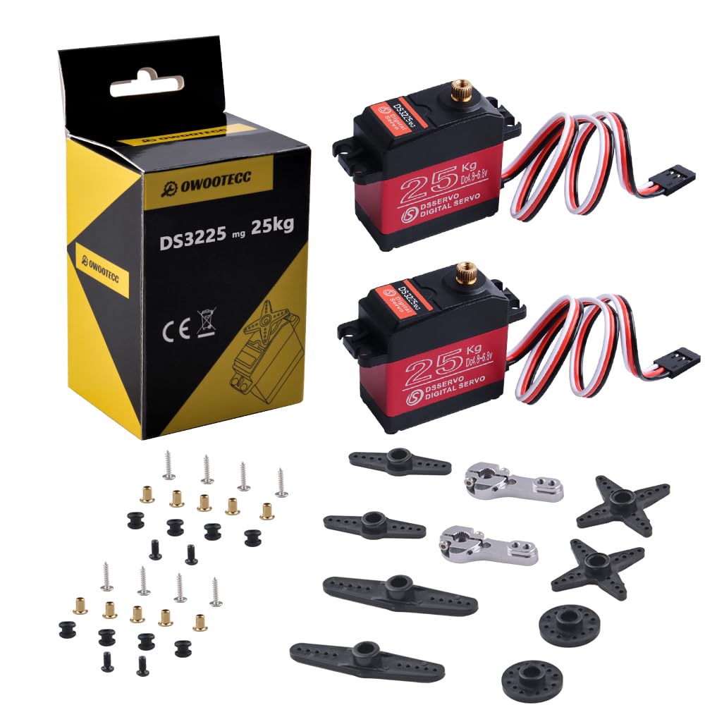 Servomotore 25KG Servo digitale impermeabile ad alta coppia e ingranaggi metallici per RC Traxxas HSP Barca elicottero Barca dell'automobile aereo (angolo di controllo 270 °)