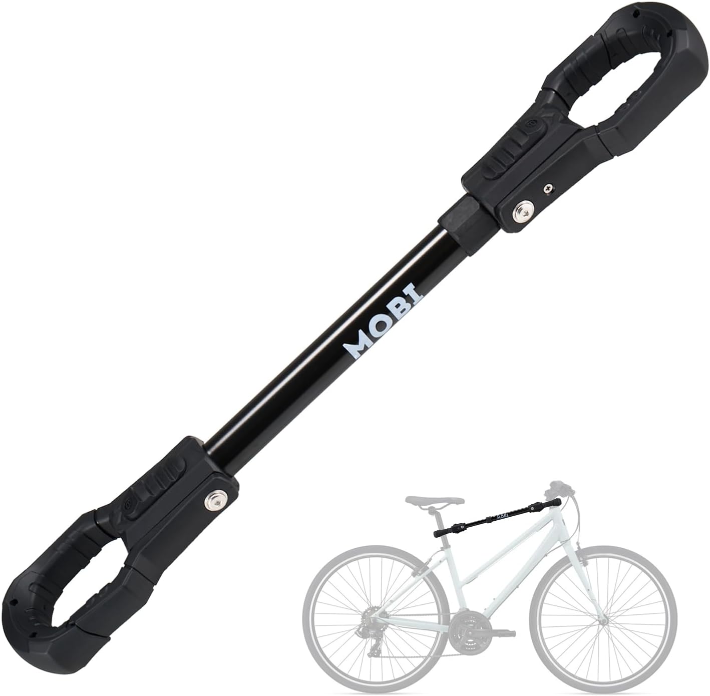 MOBI OUTDOOR Bike Bar Adapter for Bike Rack, Bike Cross Bar for Bike and Ebike- 70 LBS Wight Capacity, Adjustable Iron Steel Adaptor with Rubber Hooks BIKE-70LBS