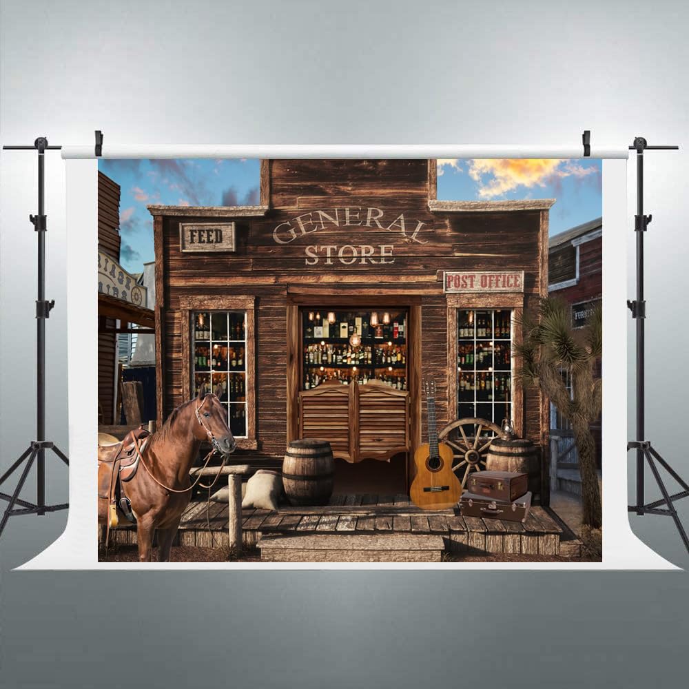 Western Cowboy Sfondo 3 x 2,4 m Western Cowboy a tema decorazioni per feste di compleanno banner country rustico salone selvaggio West cavallo fienile porta rodeo fotografia sfondo cowboy occidentale