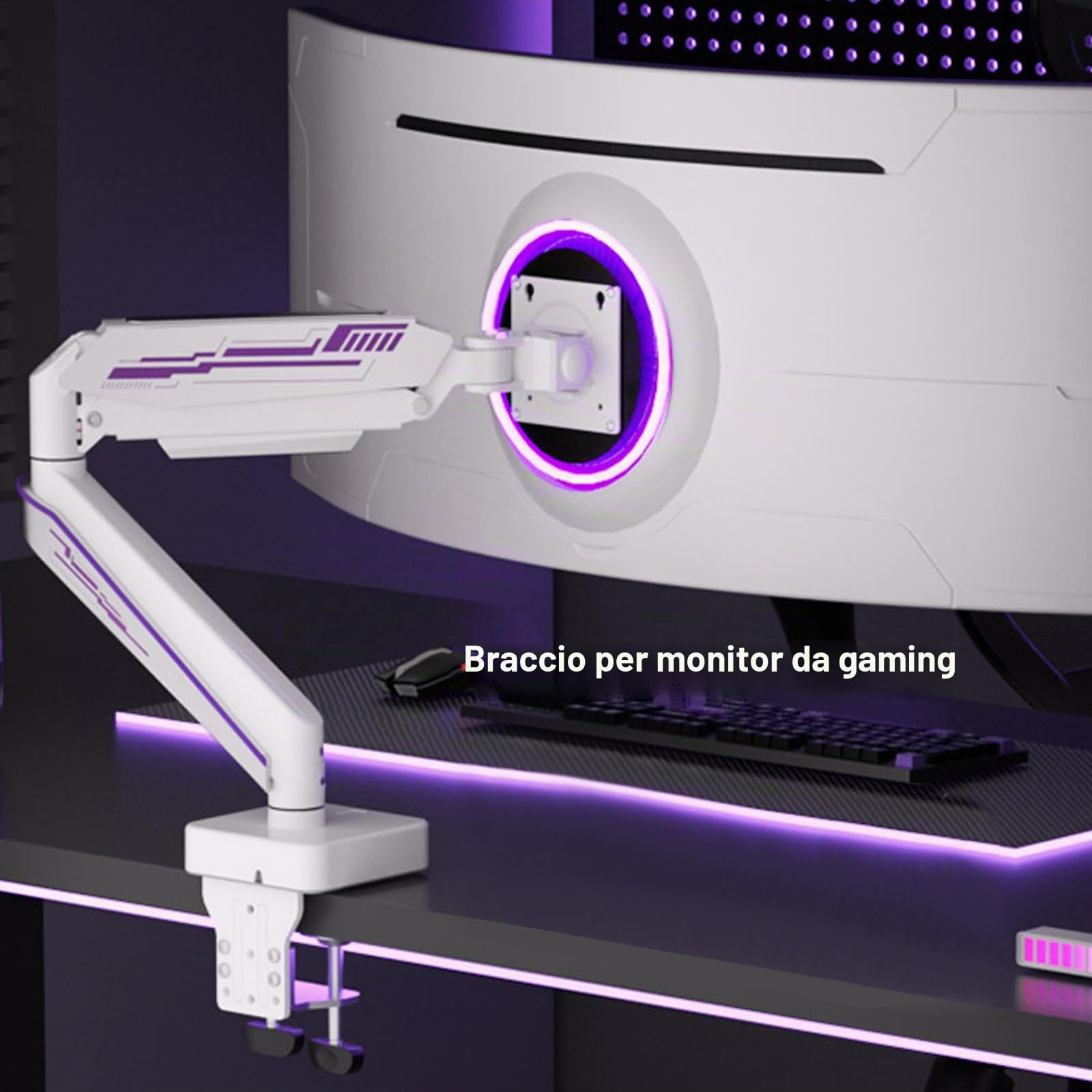 Braccio Monitor per 13-49 Pollici fino a 20 kg, Rotazione 360° Supporto Monitor Scrivania, Monitor Arm Inclinazione e Altezza Gas Regolabili, Porta Monitor Gestione dei Cavi, VESA 75/100 mm