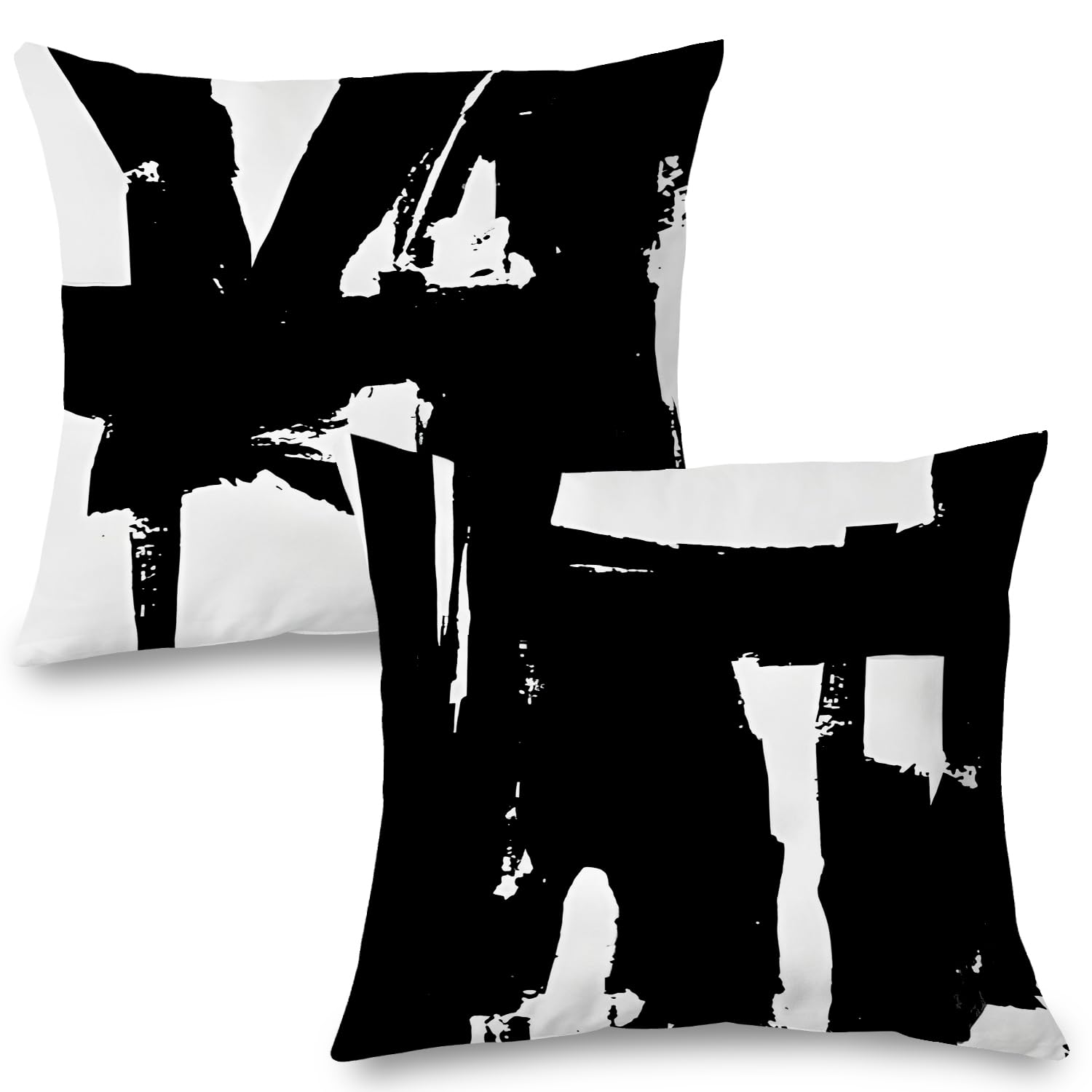 Supwhd Black and White Pillow Covers 16x16, Set of 2 Decorative Throw Pillows for Couch, Bed, Living Room