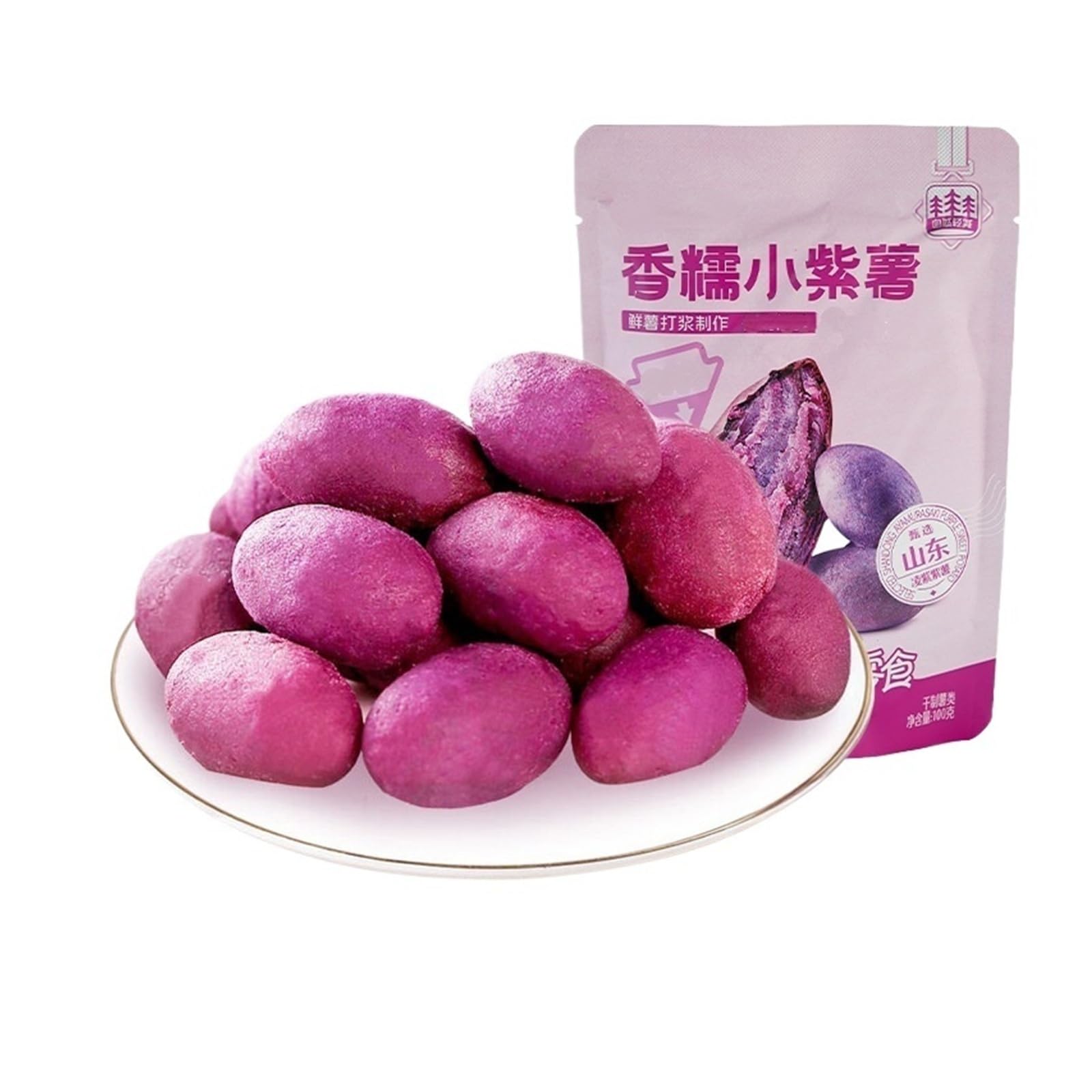 Bestore Patatas dulces moradas aromáticas, 100 g, refrigerio for antojos y relleno, adecuado for ver programas, chips de batata morada, batatas secas, refrigerio(3pcs)