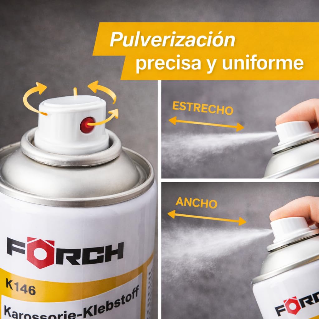 Cola de Contacto en Spray Förch, Pegamento en Spray ideal para Tapicería Coche, Espuma, Tela, Madera, Metal y Hormigón - 2 Unidades